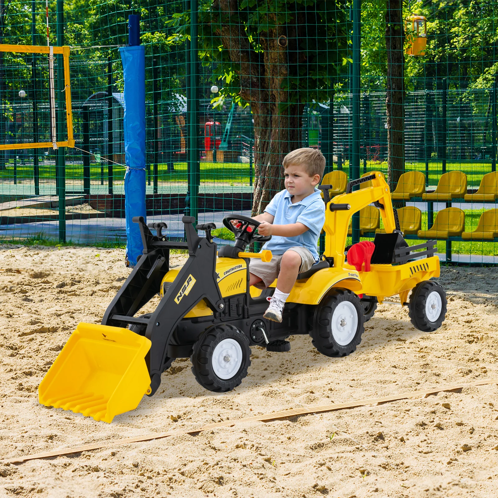 Children Outdoor Toys Pedal Tractor for 3-6 year old kids, Yellow/ Green - Image 2