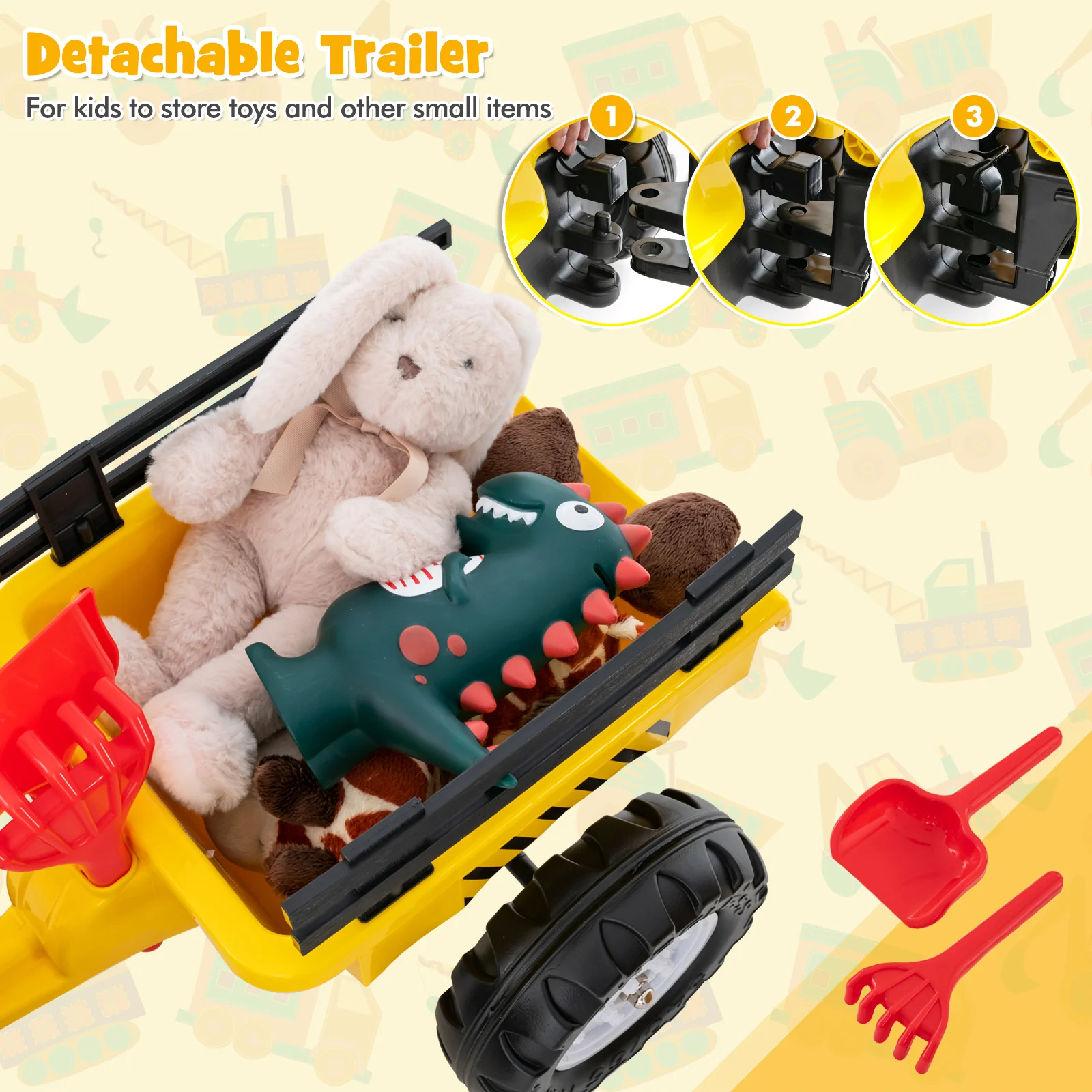 Children Outdoor Toys Pedal Tractor for 3-6 year old kids, Yellow/ Green - Image 6