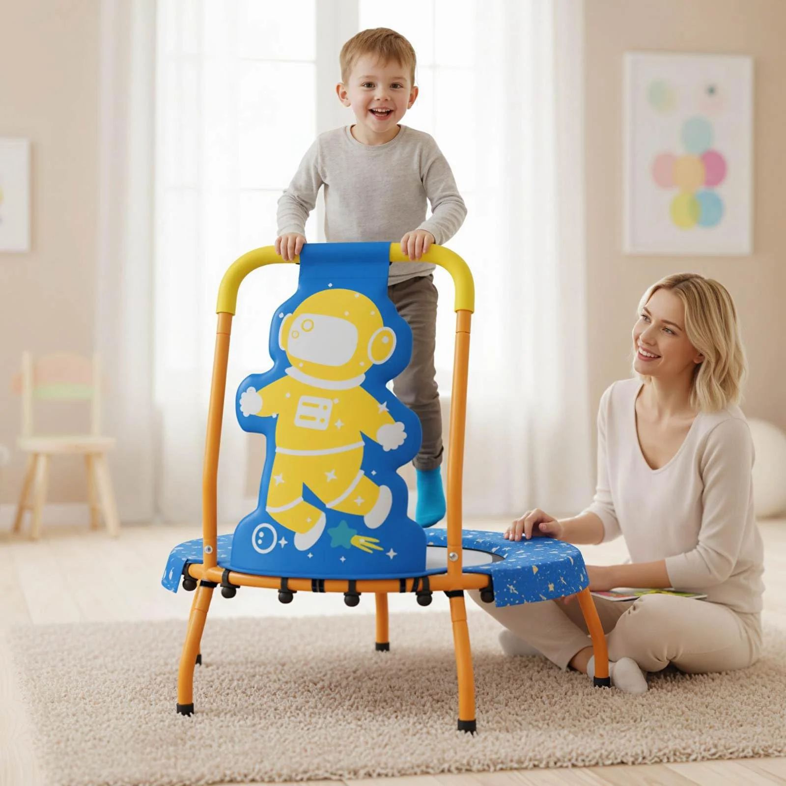 Children Trampoline with Foam Handle and Safety Cover for Toddlers - Image 2
