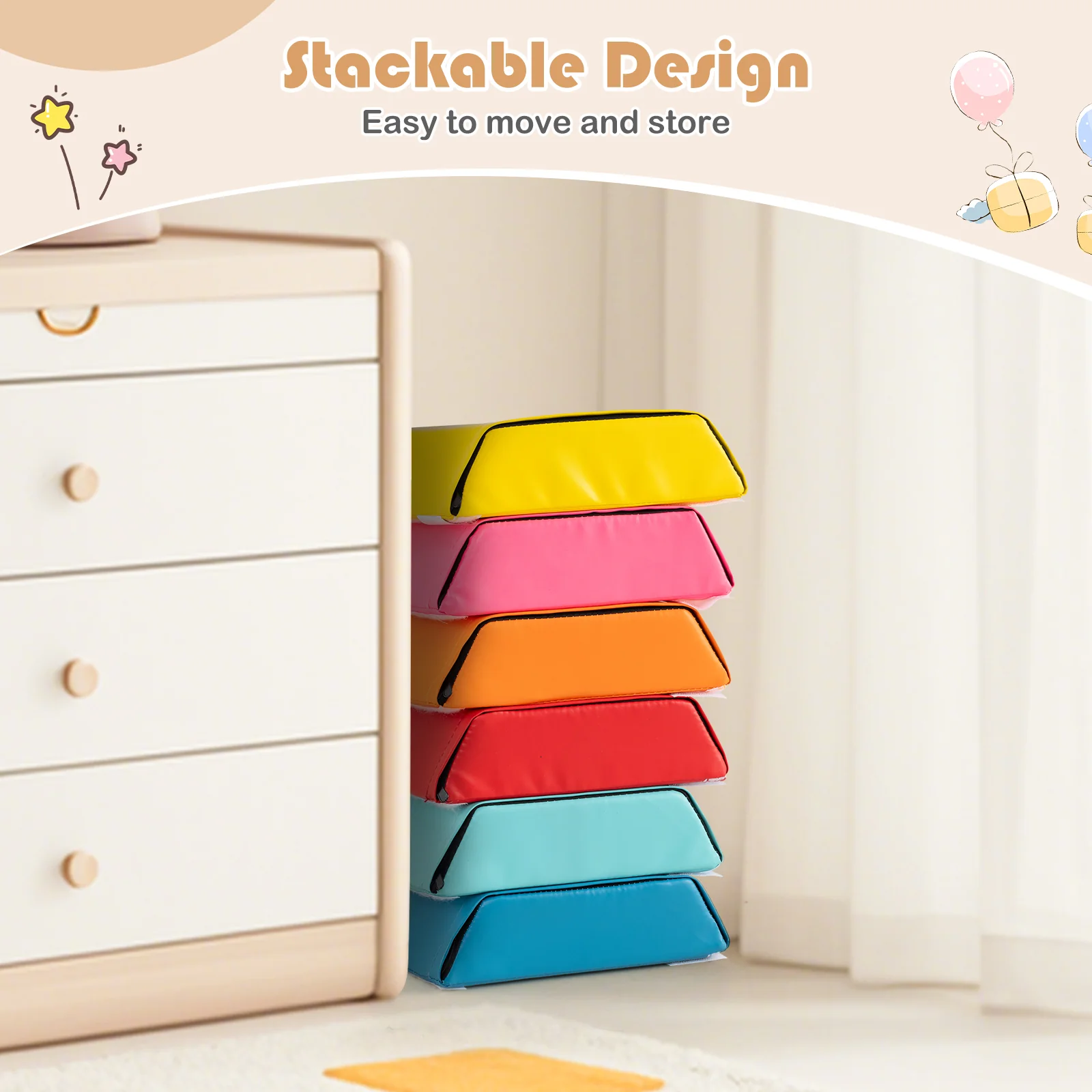 Colorful Hexagon Ball Pit for Kids, Creative Foam Climbing Blocks for Playroom, Kid’s Bedroom, Nursery - Image 3