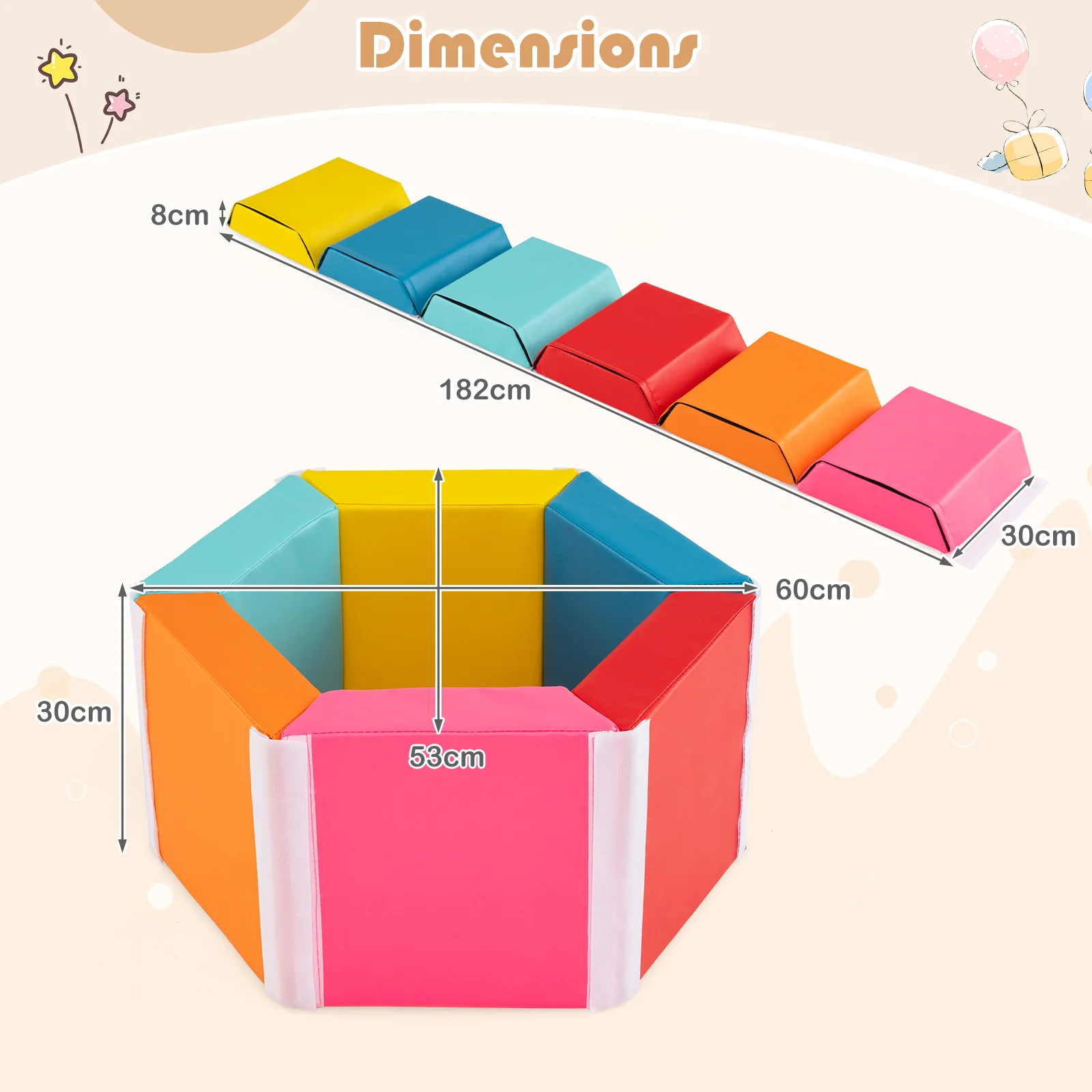 Colorful Hexagon Ball Pit for Kids, Creative Foam Climbing Blocks for Playroom, Kid’s Bedroom, Nursery - Image 6