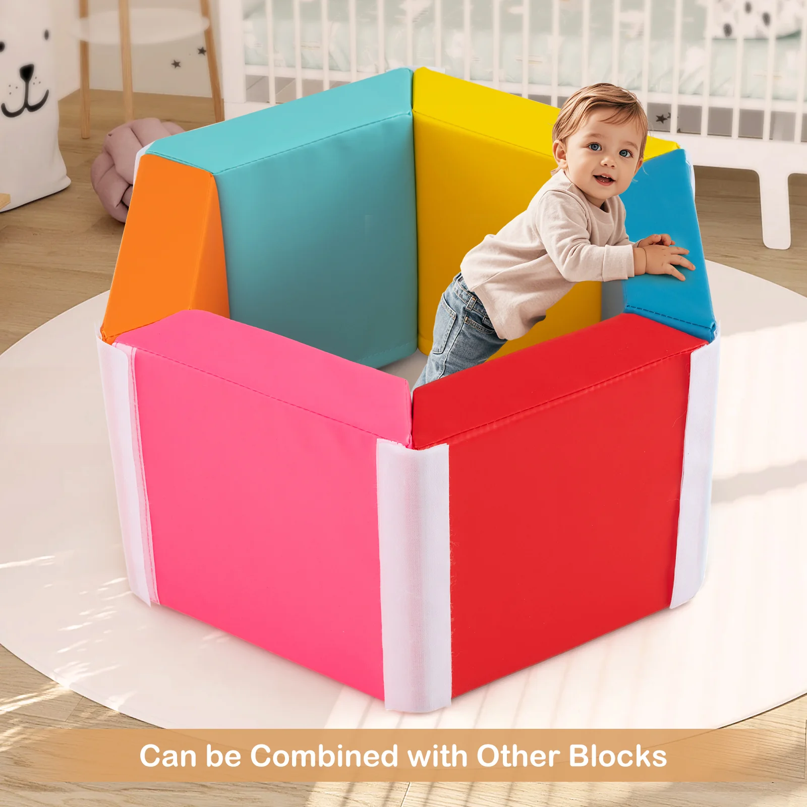 Colorful Hexagon Ball Pit for Kids, Creative Foam Climbing Blocks for Playroom, Kid’s Bedroom, Nursery - Image 8