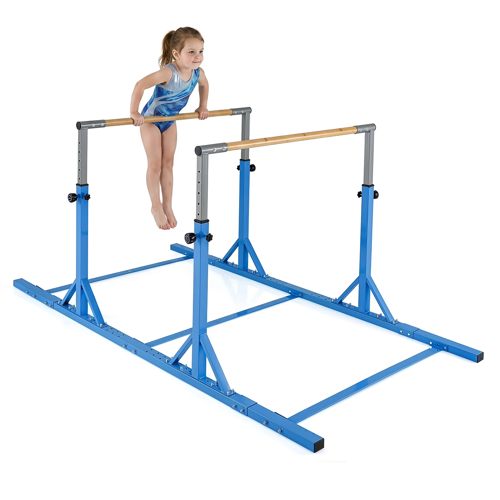 Double Horizontal Bars for Kids, 8 FT Junior Gymnastic Parallel Bars with 13-Level 33”-57” Adjustable Heights - Image 2