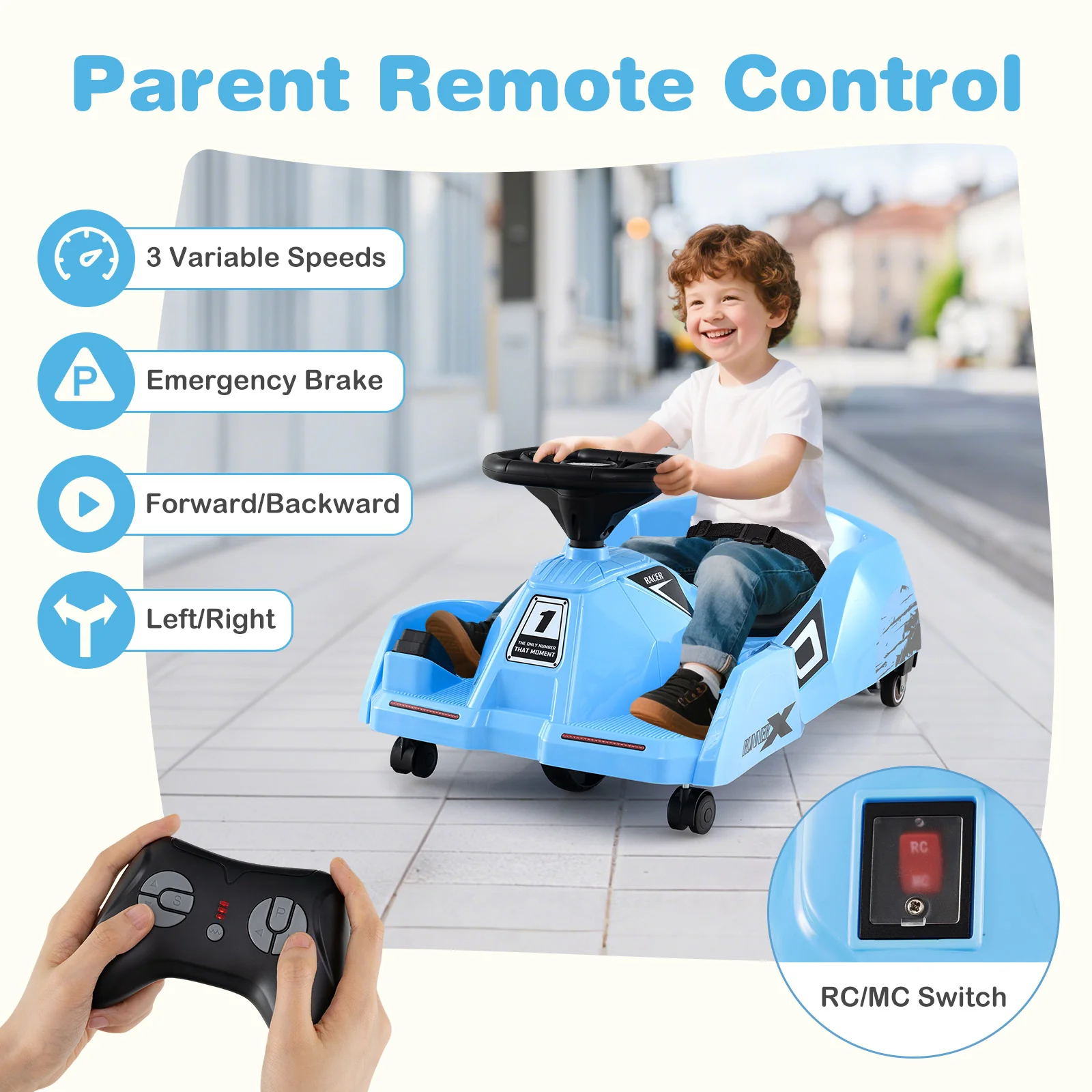 Electric Cleaning Go Kart, Battery Powered Go Cart Clean Car for Boys & Girls 2-5 Years Old - Image 3