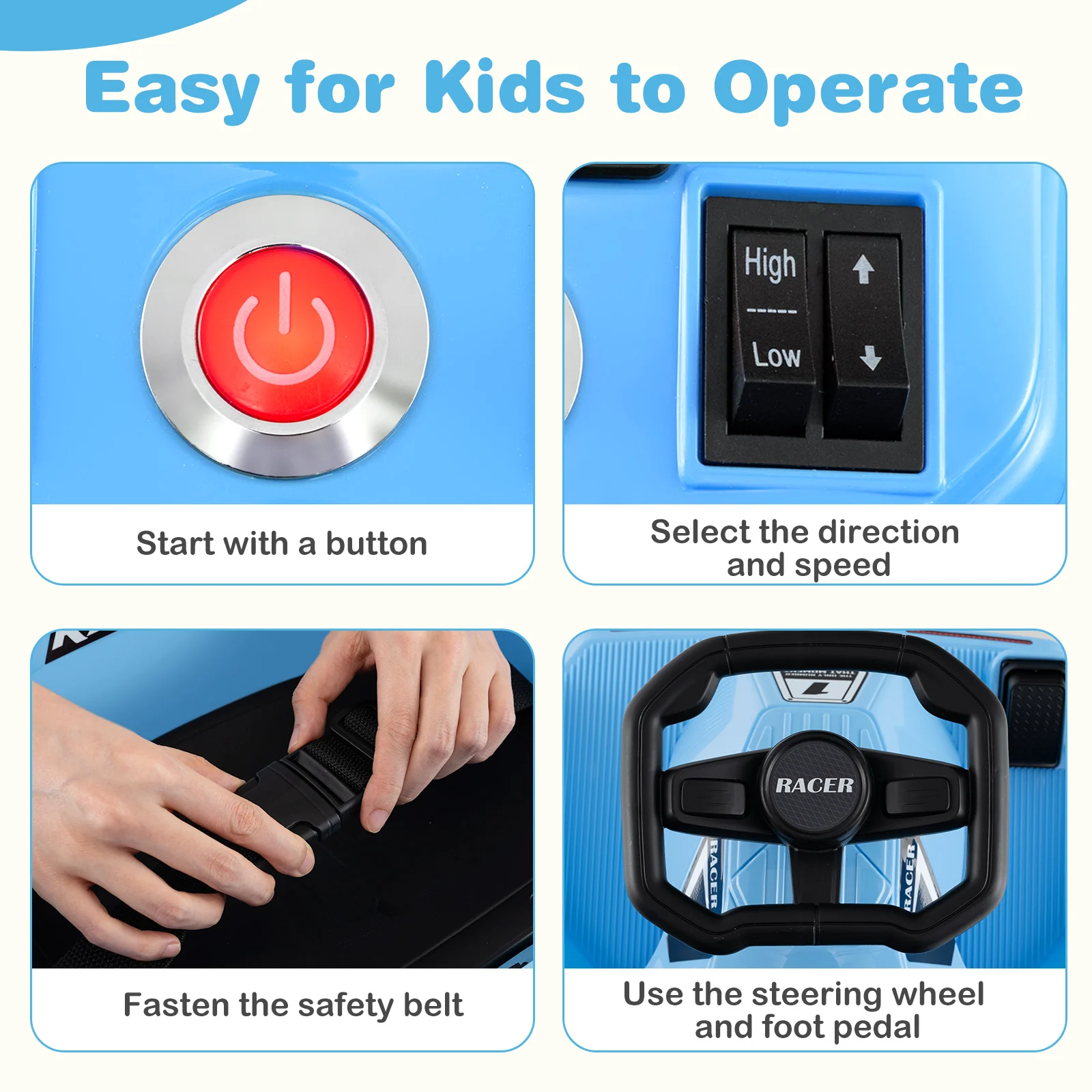 Electric Cleaning Go Kart, Battery Powered Go Cart Clean Car for Boys & Girls 2-5 Years Old - Image 4