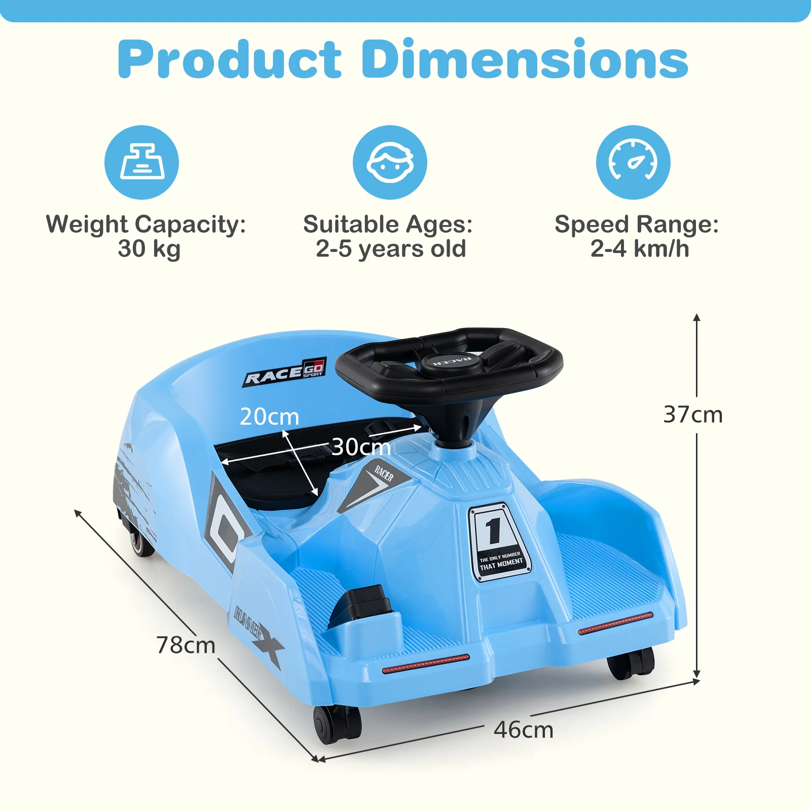 Electric Cleaning Go Kart, Battery Powered Go Cart Clean Car for Boys & Girls 2-5 Years Old - Image 9