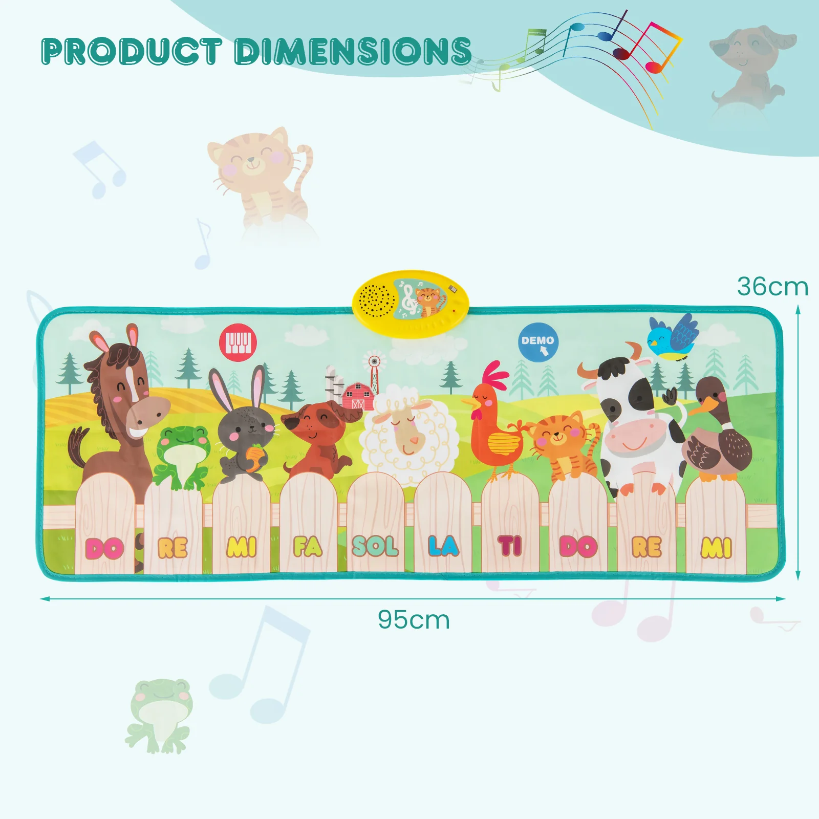 Floor Piano Mat for Toddlers, 10 Keys & 10 Built-in Songs, Kids Sensory Educational Toy Gift - Image 6