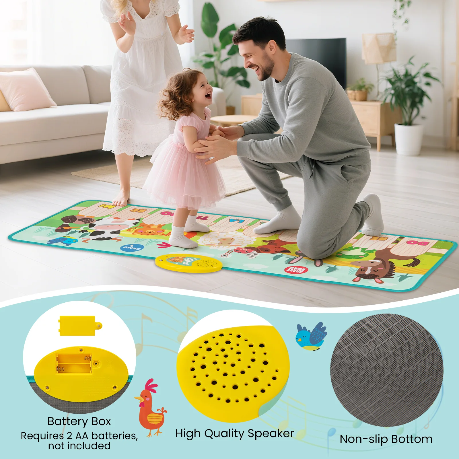 Floor Piano Mat for Toddlers, 10 Keys & 10 Built-in Songs, Kids Sensory Educational Toy Gift - Image 9