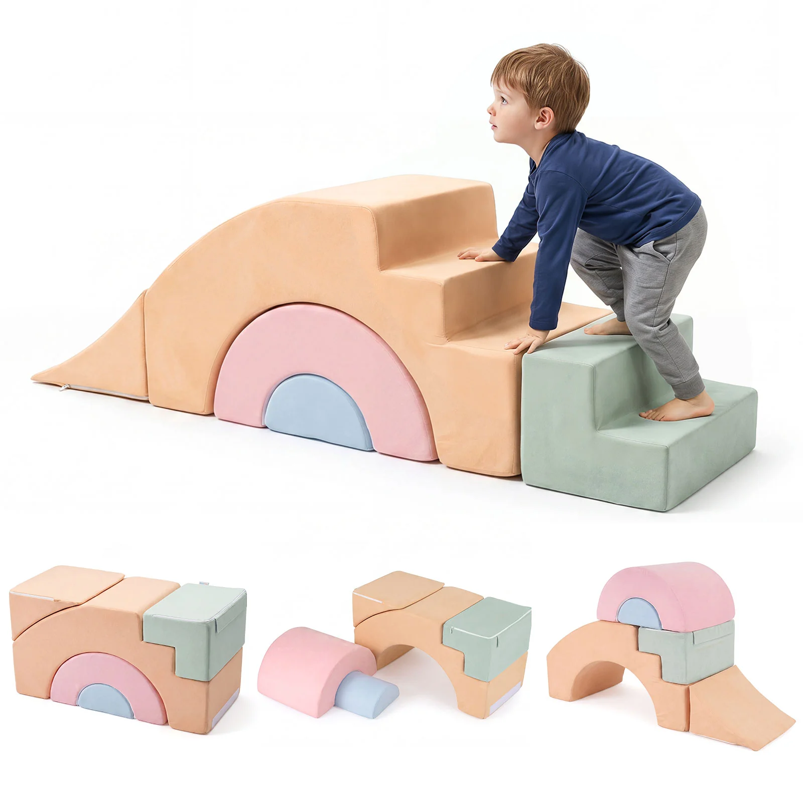 5-Piece Foam Climbing Blocks for Toddlers, Kids Climb Toys, Soft Play Set for Babies