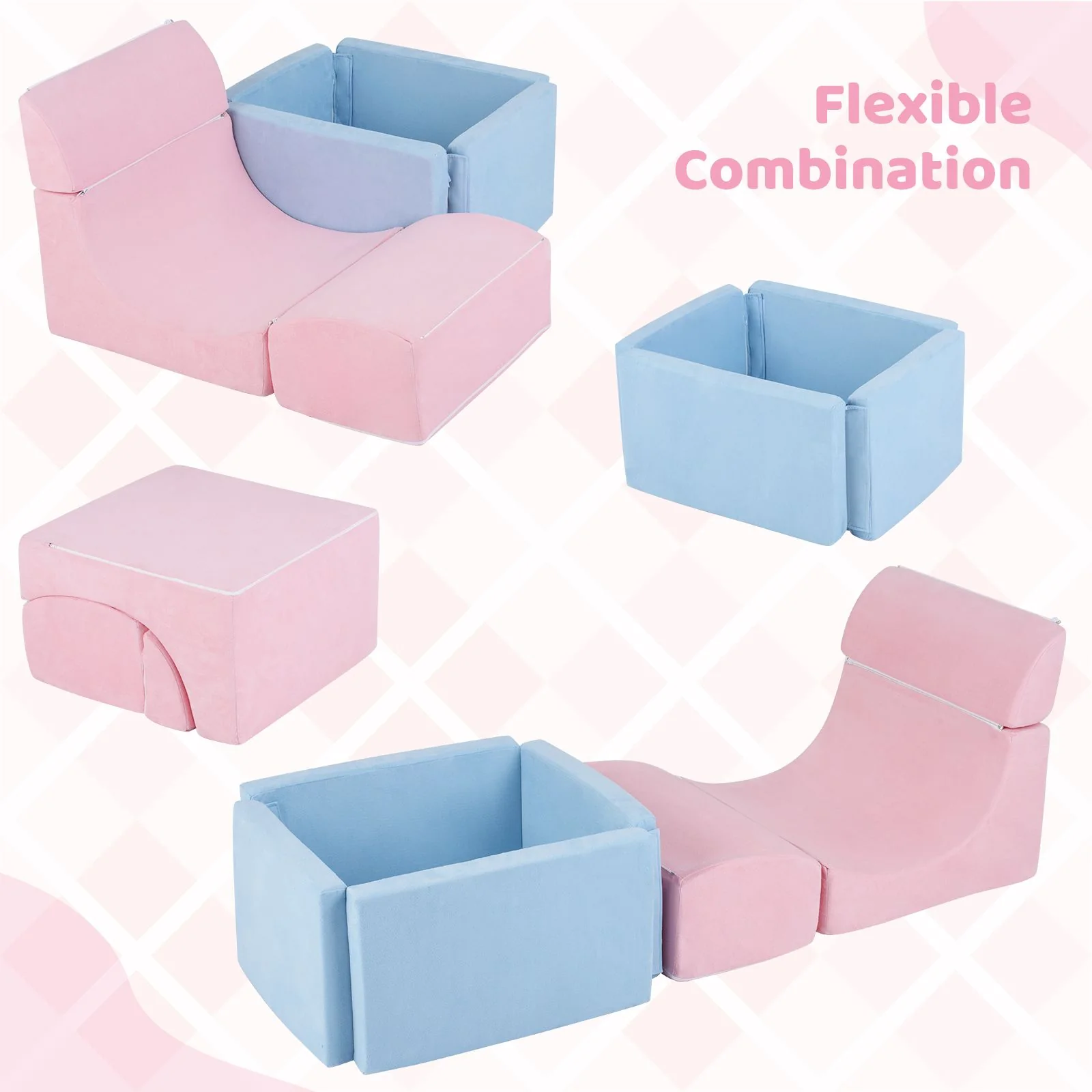 Foam Climbing Blocks for Toddlers Kids Soft Play Set with Ball Pit and Suede Covers - Image 6