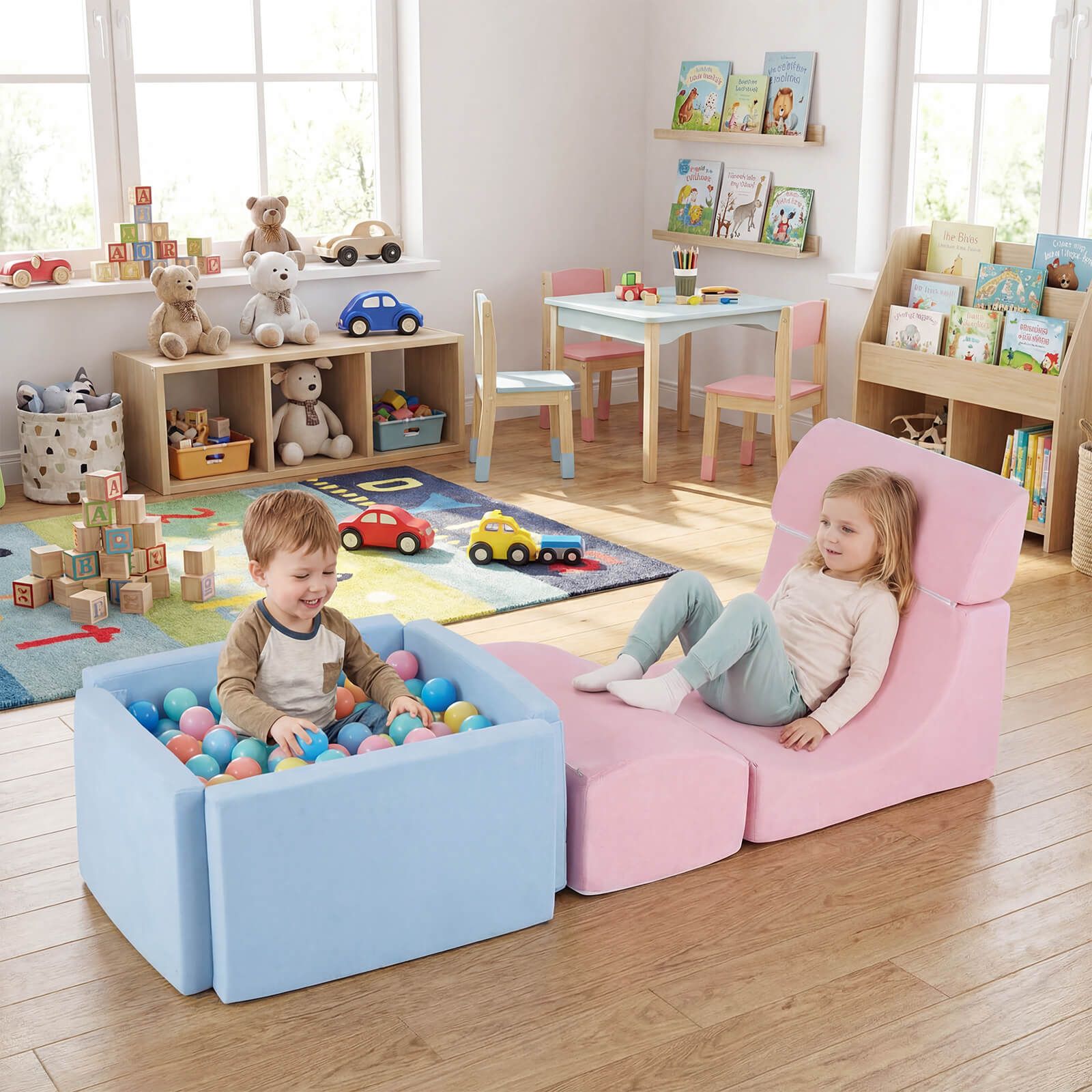 Foam Climbing Blocks for Toddlers Kids Soft Play Set with Ball Pit and Suede Covers - Image 9