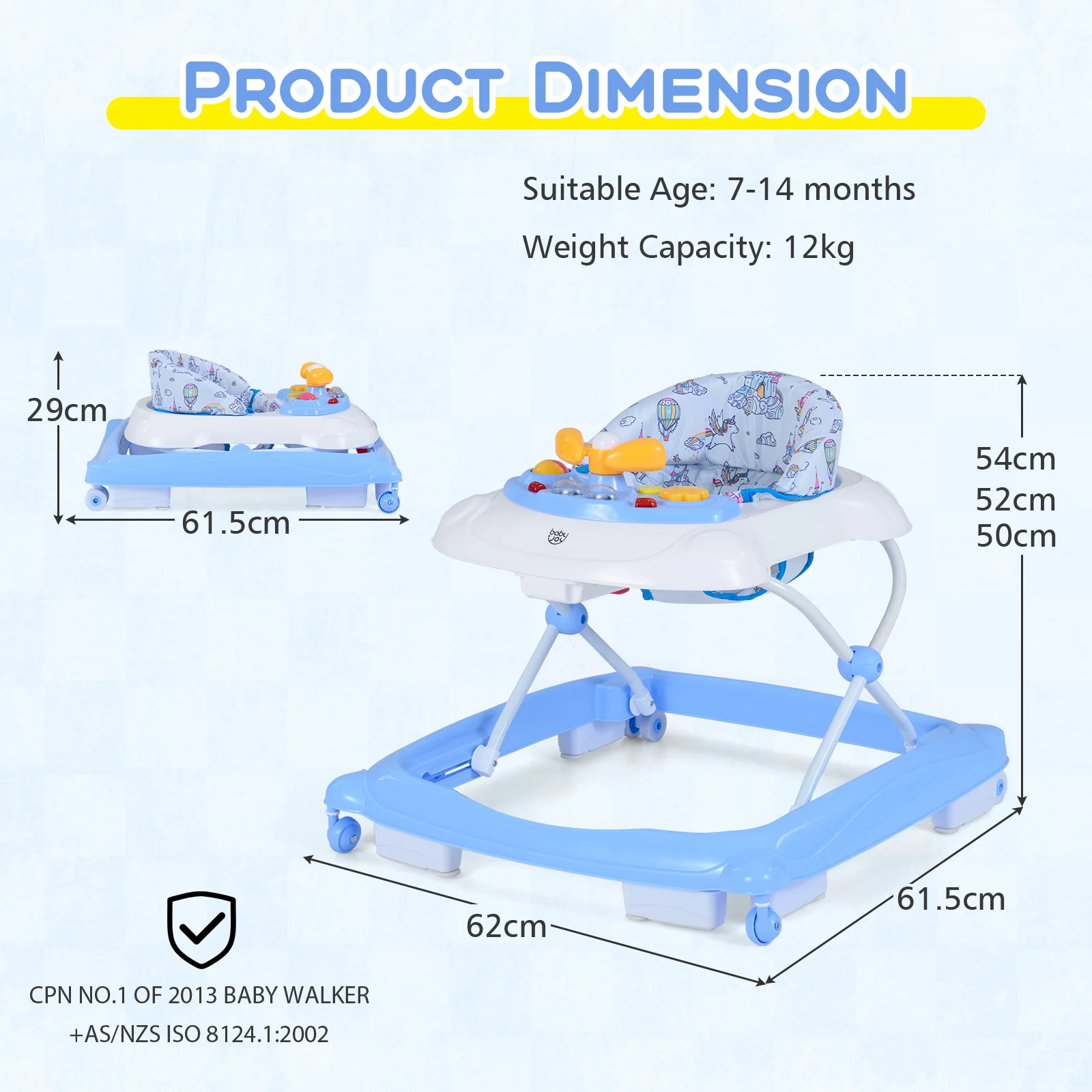 Foldable Baby Walker Toddler Activity Center Push Walker - Image 3