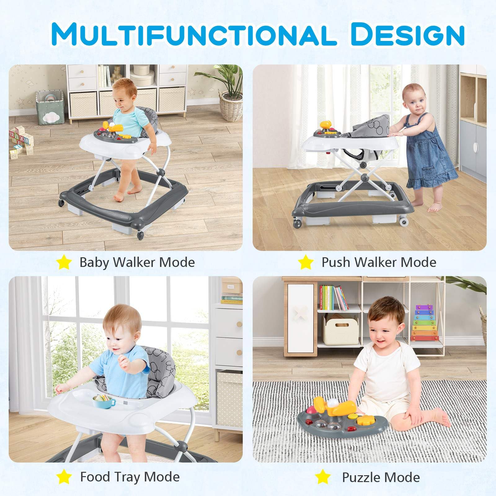 Foldable Baby Walker Toddler Activity Center Push Walker - Image 4