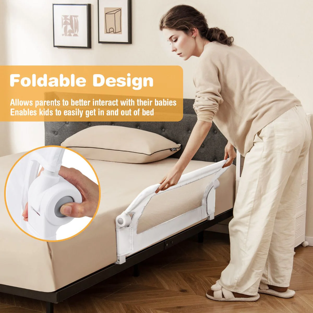 Foldable Bed Rail for Toddlers with Detachable Oxford Fabric Cover - Image 5