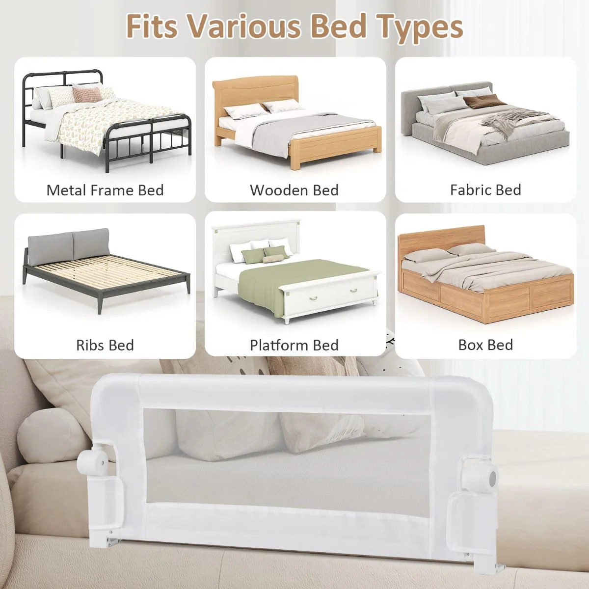 Foldable Bed Rail for Toddlers with Detachable Oxford Fabric Cover - Image 9