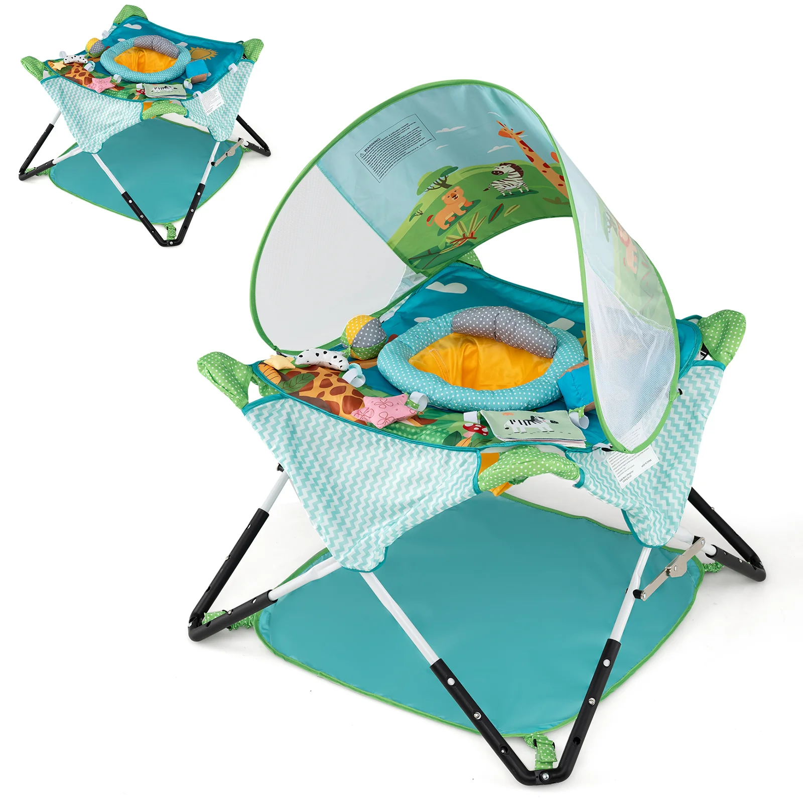 Foldable Portable Baby Jumper, Blue/Pink - Image 2