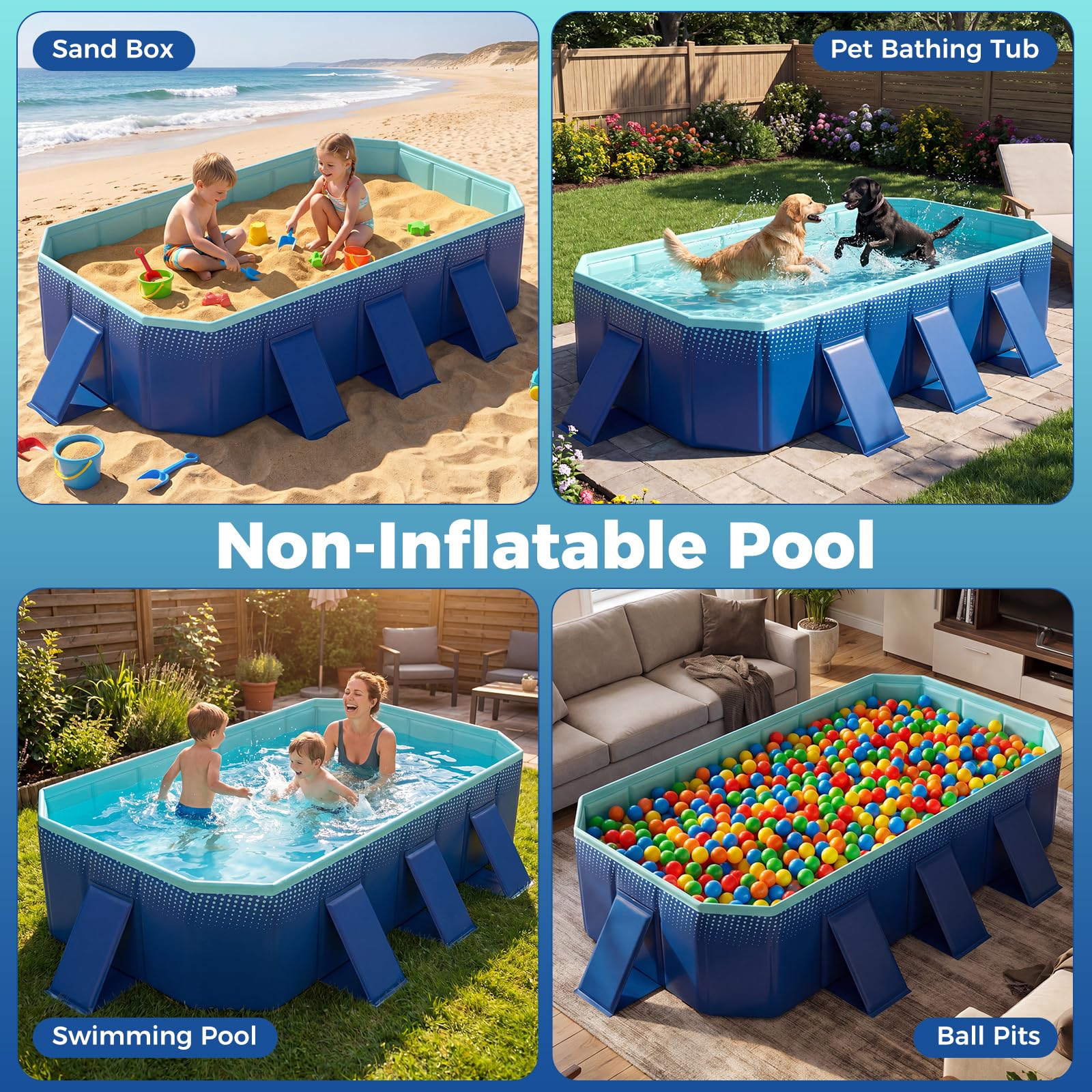 Foldable Swimming Pool,Non-Inflatable Around Ground Pool w/24 Wall Panels - Image 9