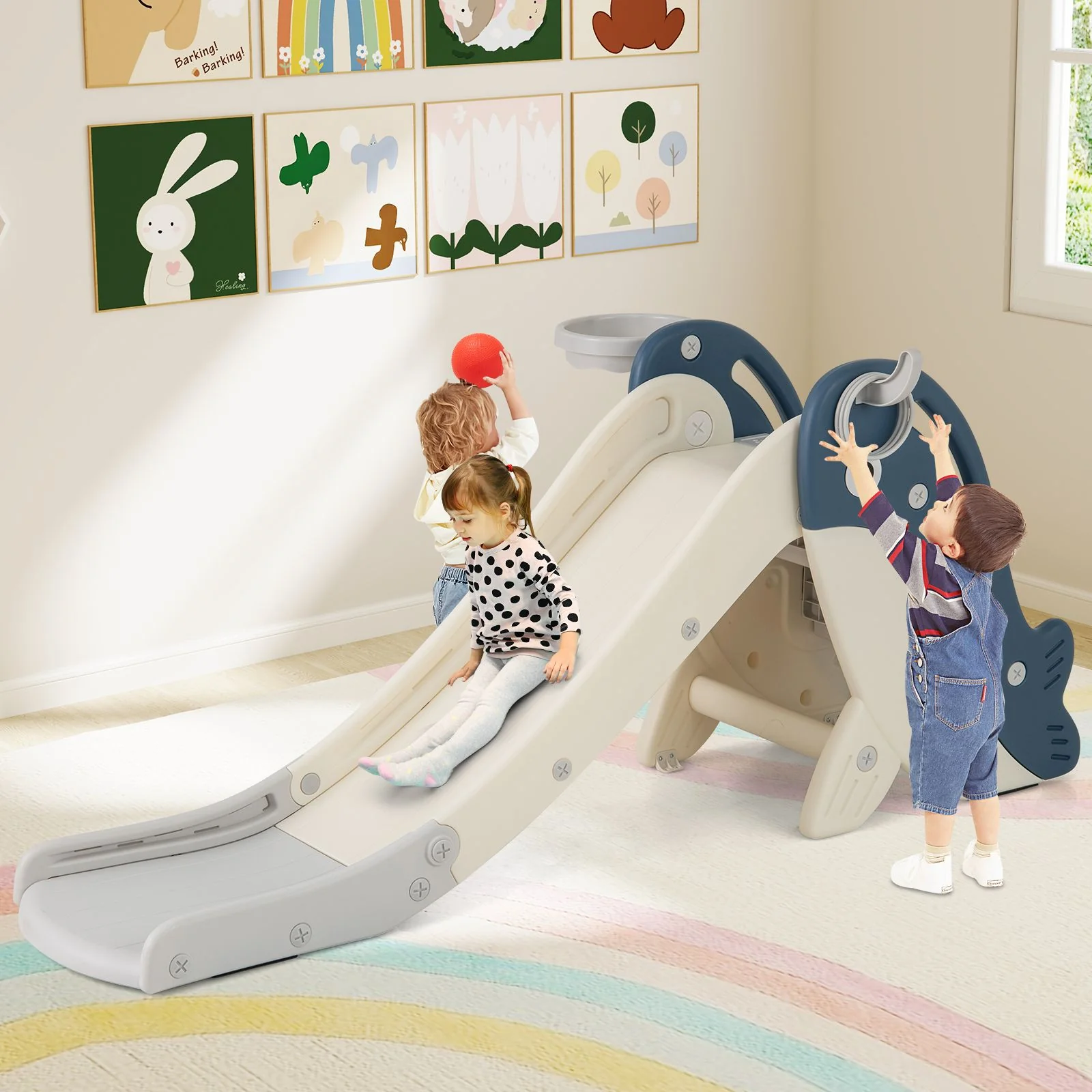 Foldable Toddler Slide, Indoor Playground Kids Slide for 3+ Years Old - Image 2