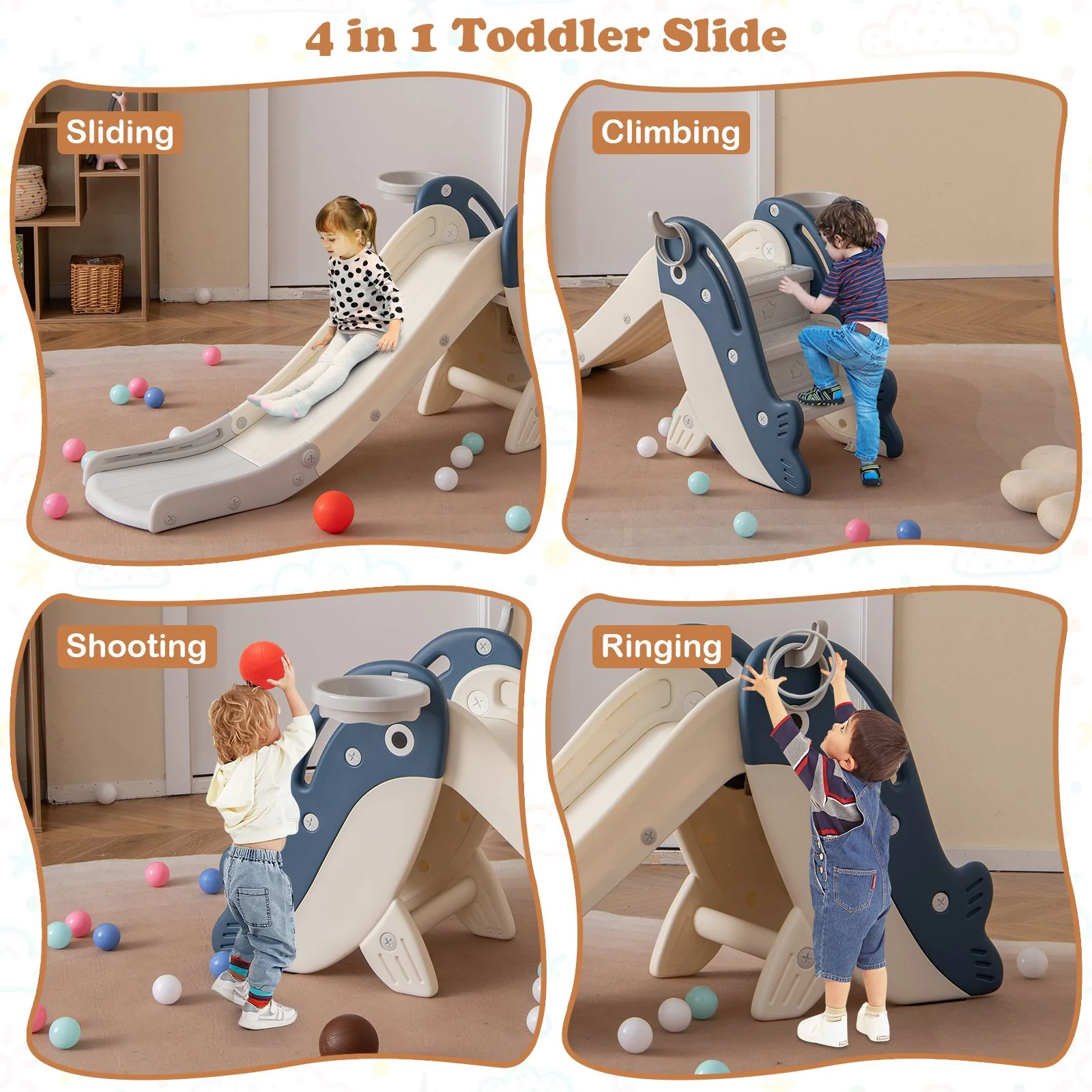 Foldable Toddler Slide, Indoor Playground Kids Slide for 3+ Years Old - Image 4