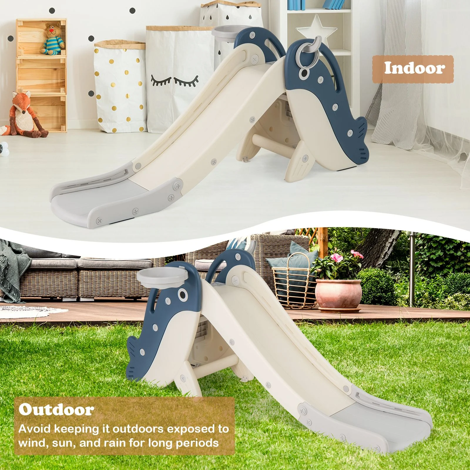Foldable Toddler Slide, Indoor Playground Kids Slide for 3+ Years Old - Image 9