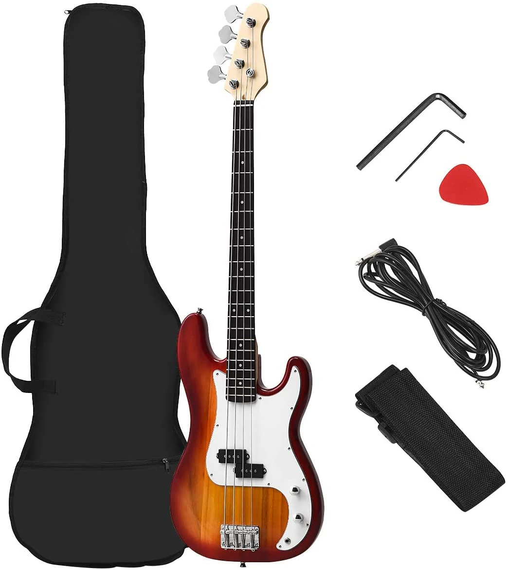 Full Size Electric 4 String Bass Guitar for Beginner Starter Complete Kit