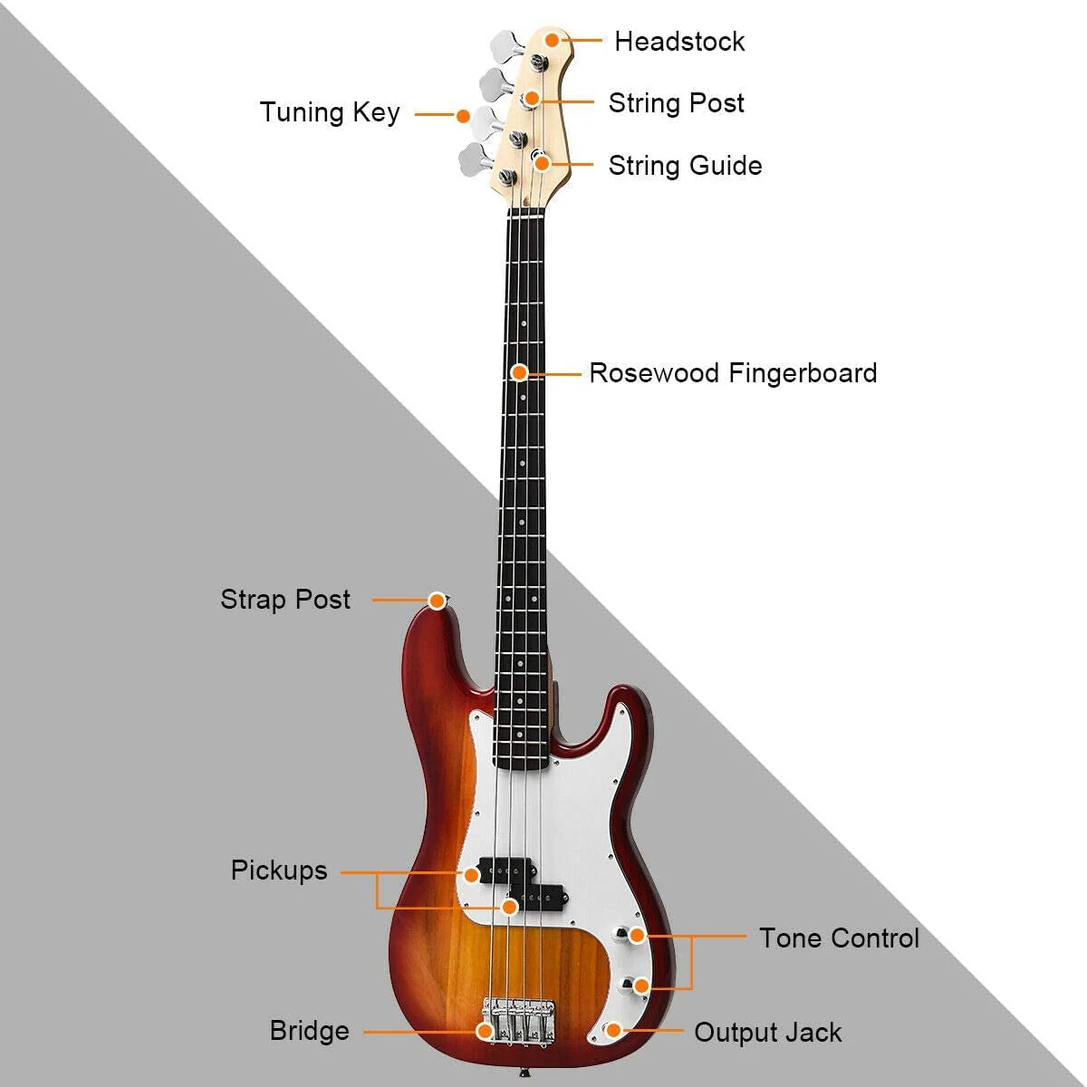 Full Size Electric 4 String Bass Guitar for Beginner Starter Complete Kit - Image 4