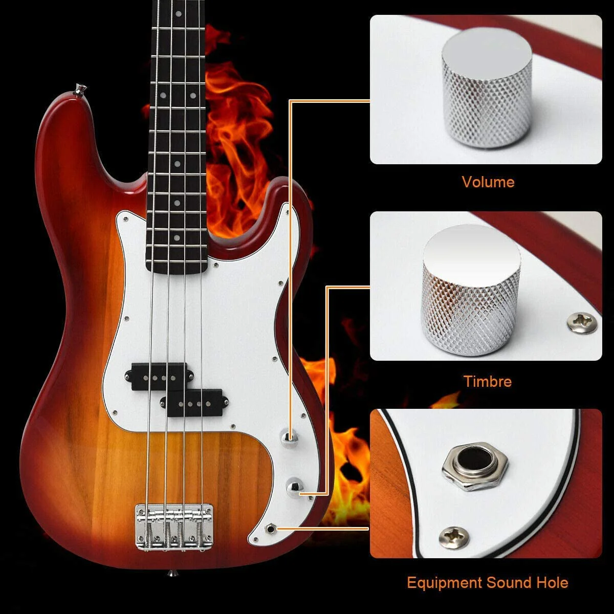 Full Size Electric 4 String Bass Guitar for Beginner Starter Complete Kit - Image 6