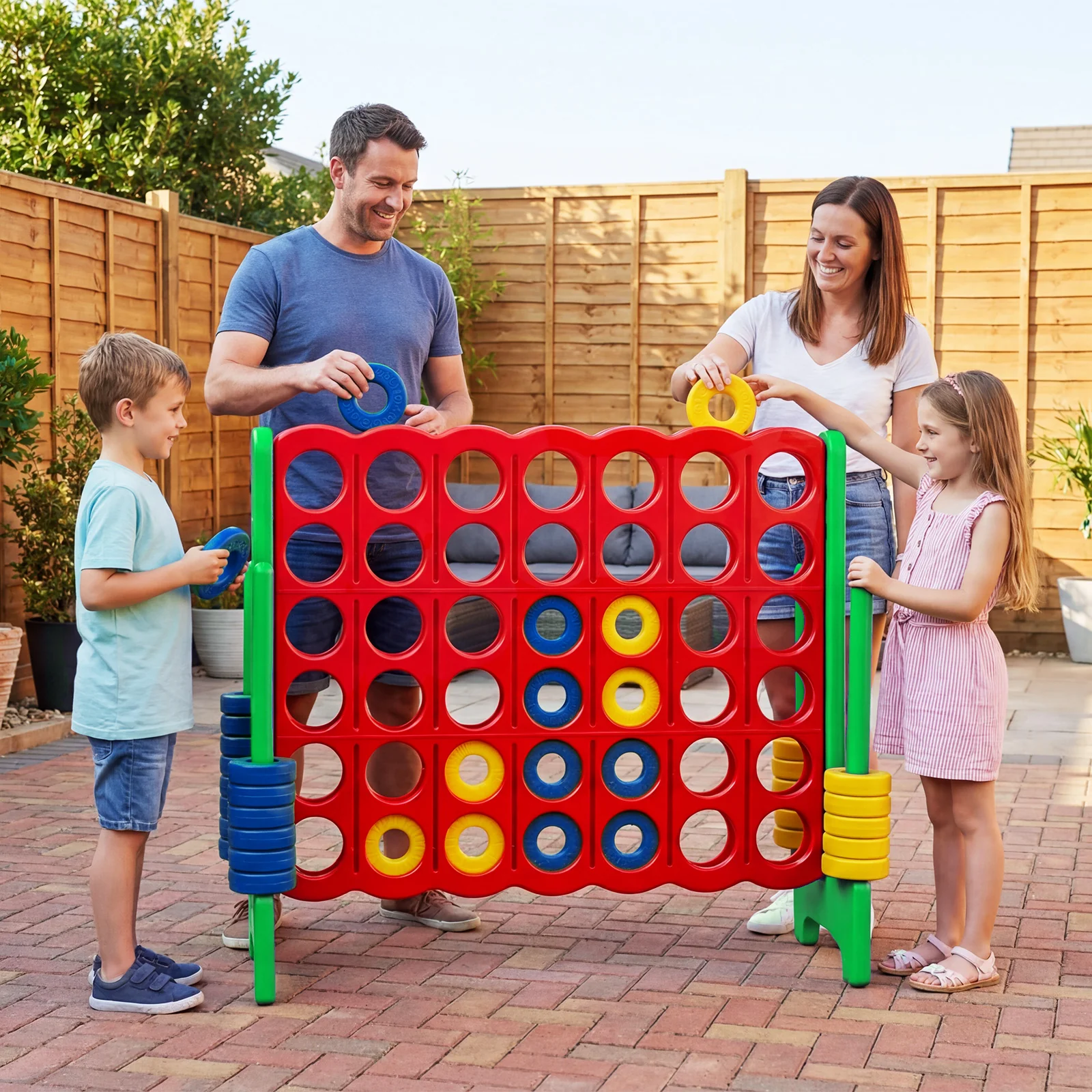 Giant 4-in-a-Row Game Set, Jumbo 4-to-Score Game with 42 Rings and Quick-Release Slider for Kids and Adults - Image 2