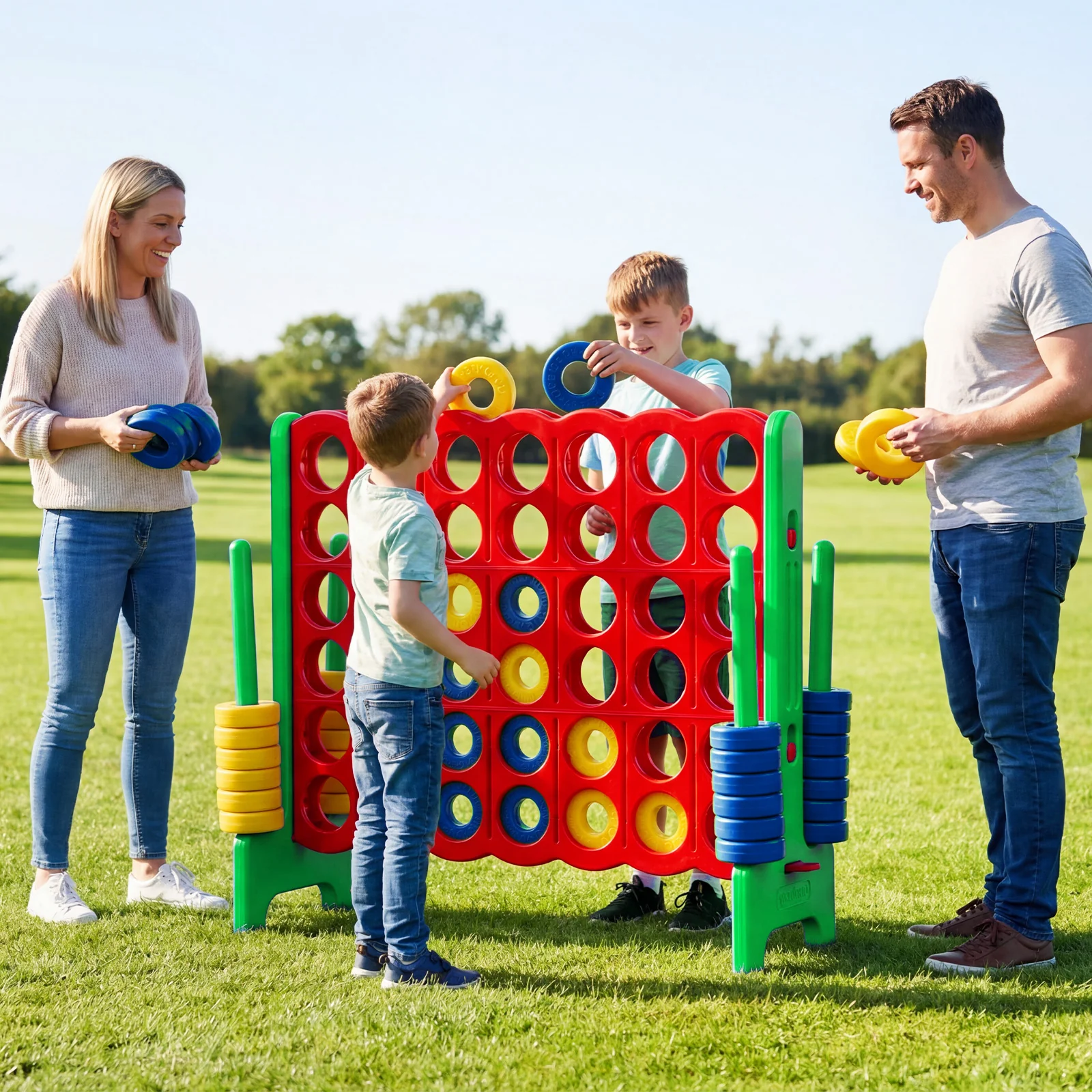 Giant 4-in-a-Row Game Set, Jumbo 4-to-Score Game with 42 Rings and Quick-Release Slider for Kids and Adults - Image 3