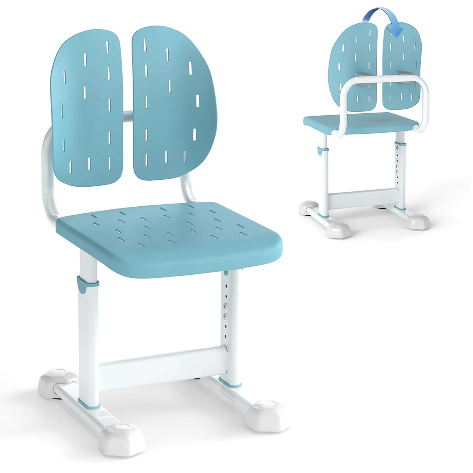 Height-Adjustable Kids Desk Chair, Children Study Chair w/Double Back Support & Breathable Seat