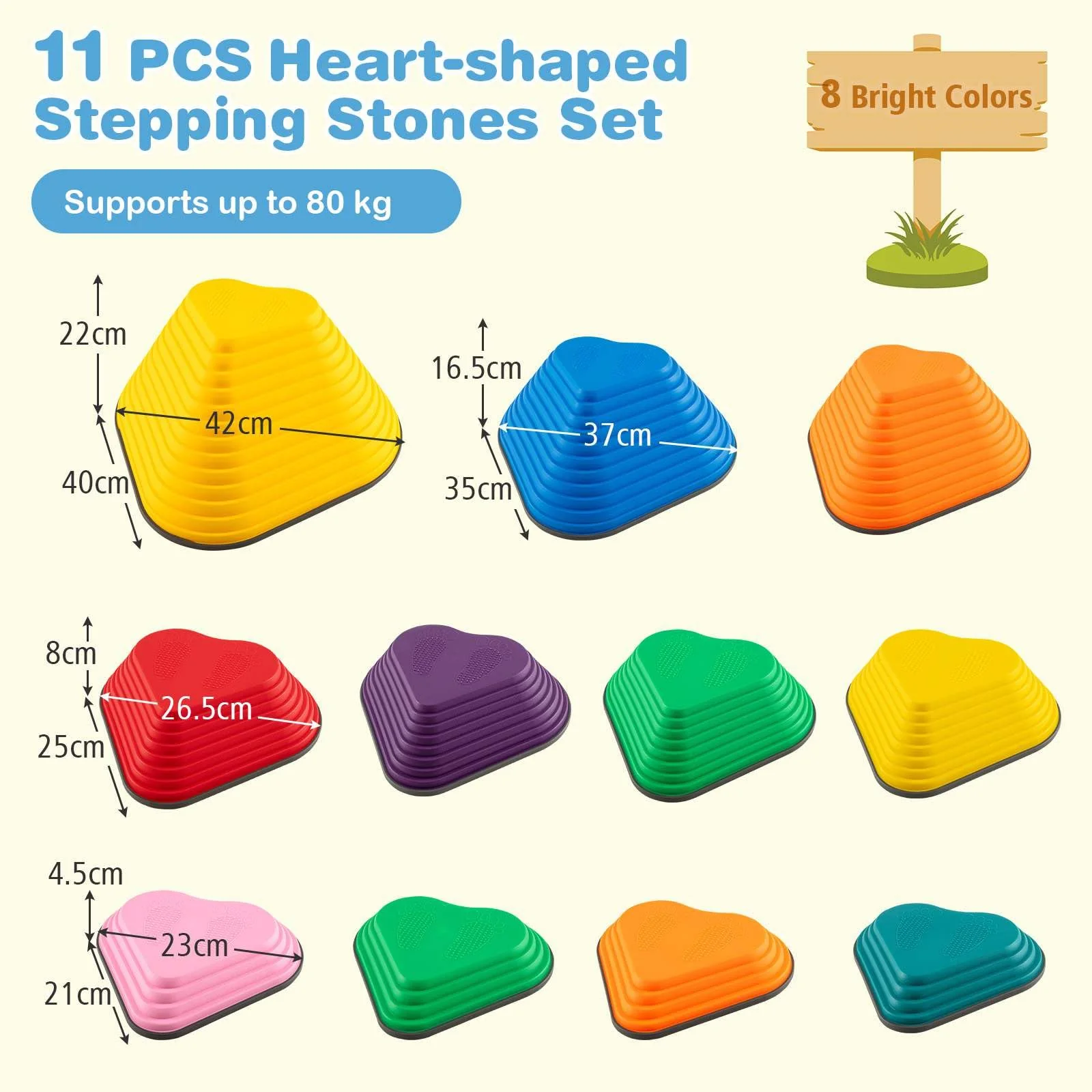 HONEY JOY 11Pcs Stepping Stones for Kids Indoor Outdoor Balance Training Blocks - Image 6