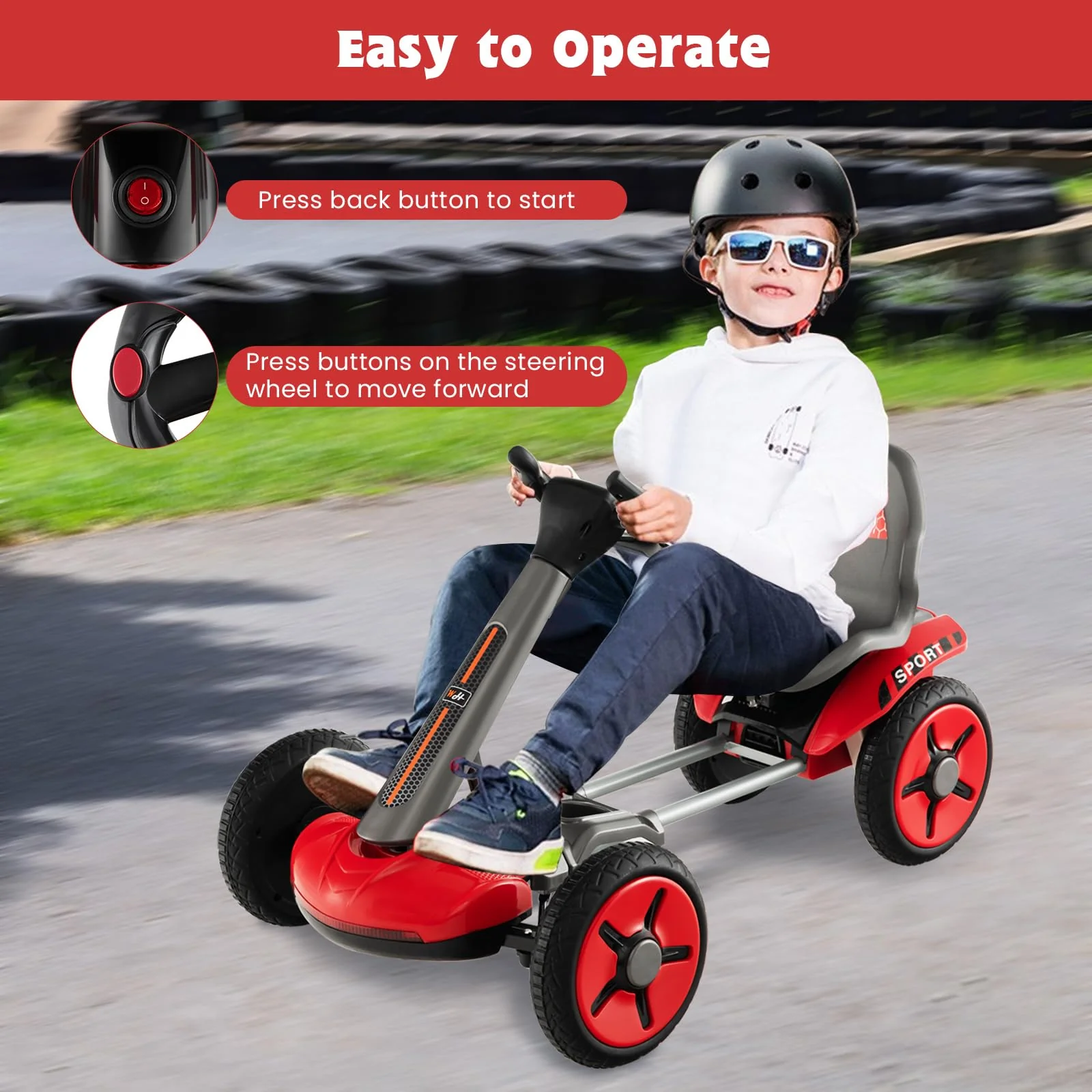 HONEY JOY 12V Kids Electric Go Kart - Image 2