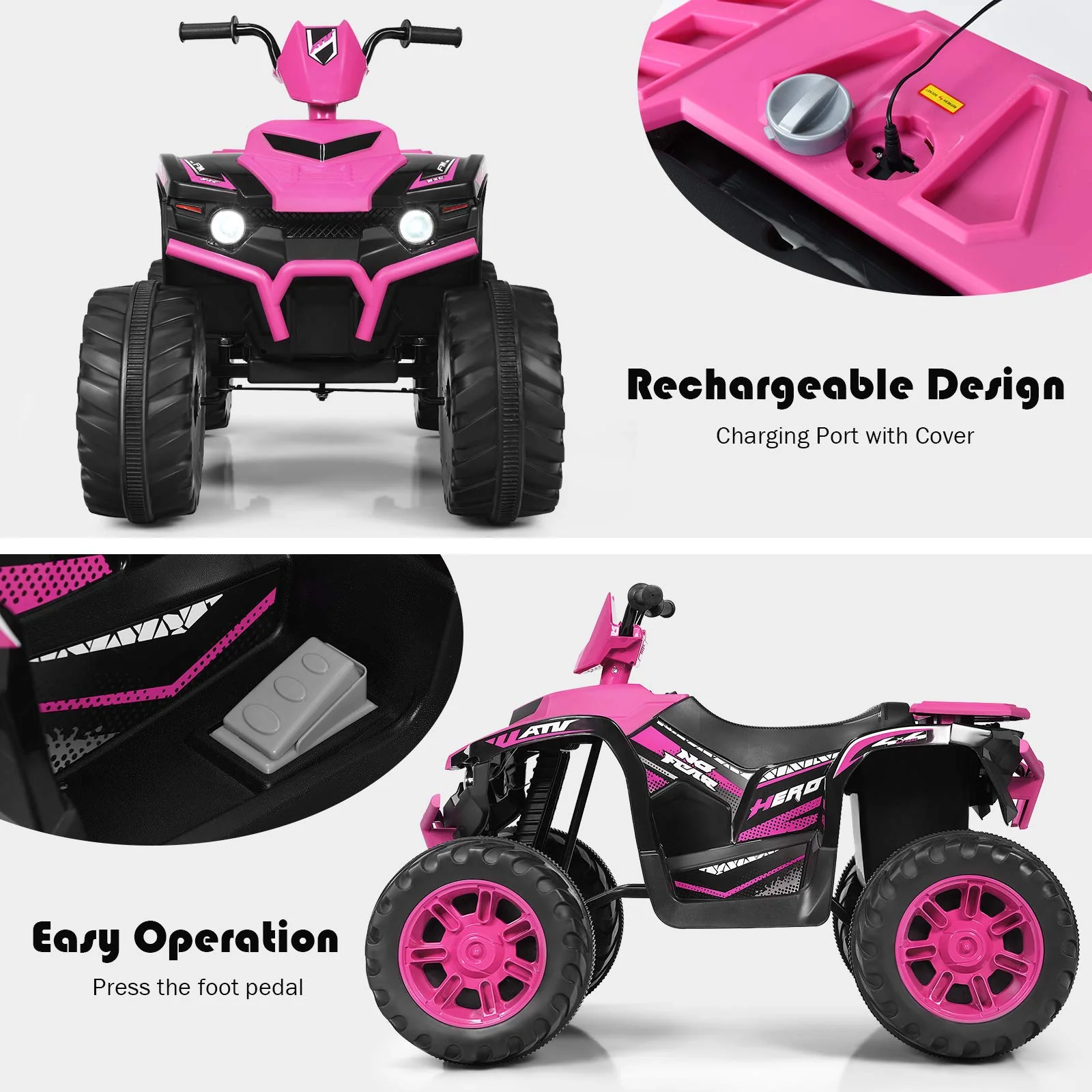 HONEY JOY 12V Electric ATV Ride on Car - Image 7