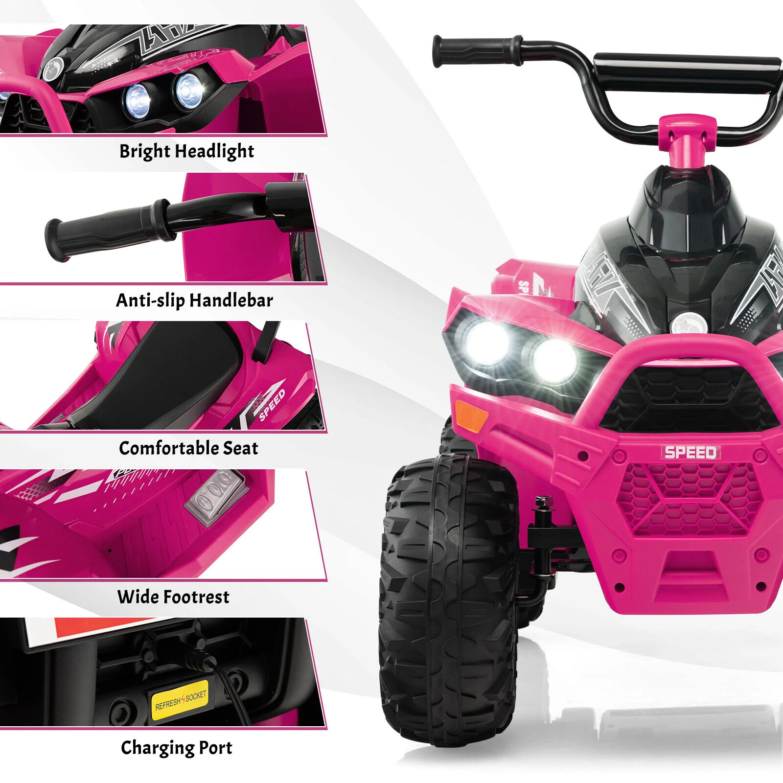 HONEY JOY 12V Kids Ride On ATV Battery Powered Vehicle Children Ride On Toys - Image 4