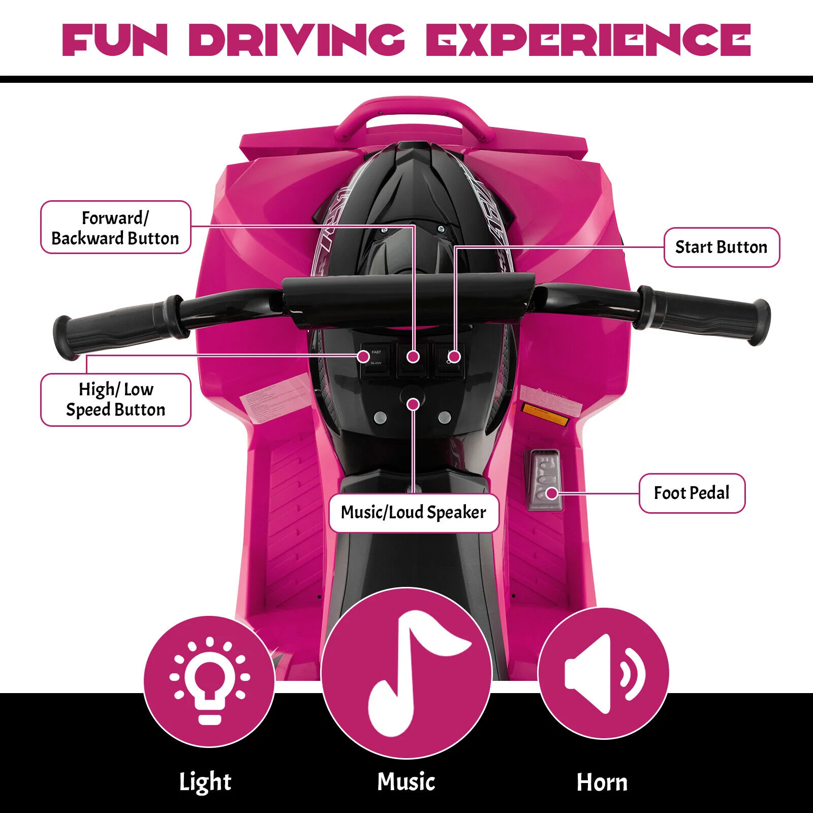 HONEY JOY 12V Kids Ride On ATV Battery Powered Vehicle Children Ride On Toys - Image 7