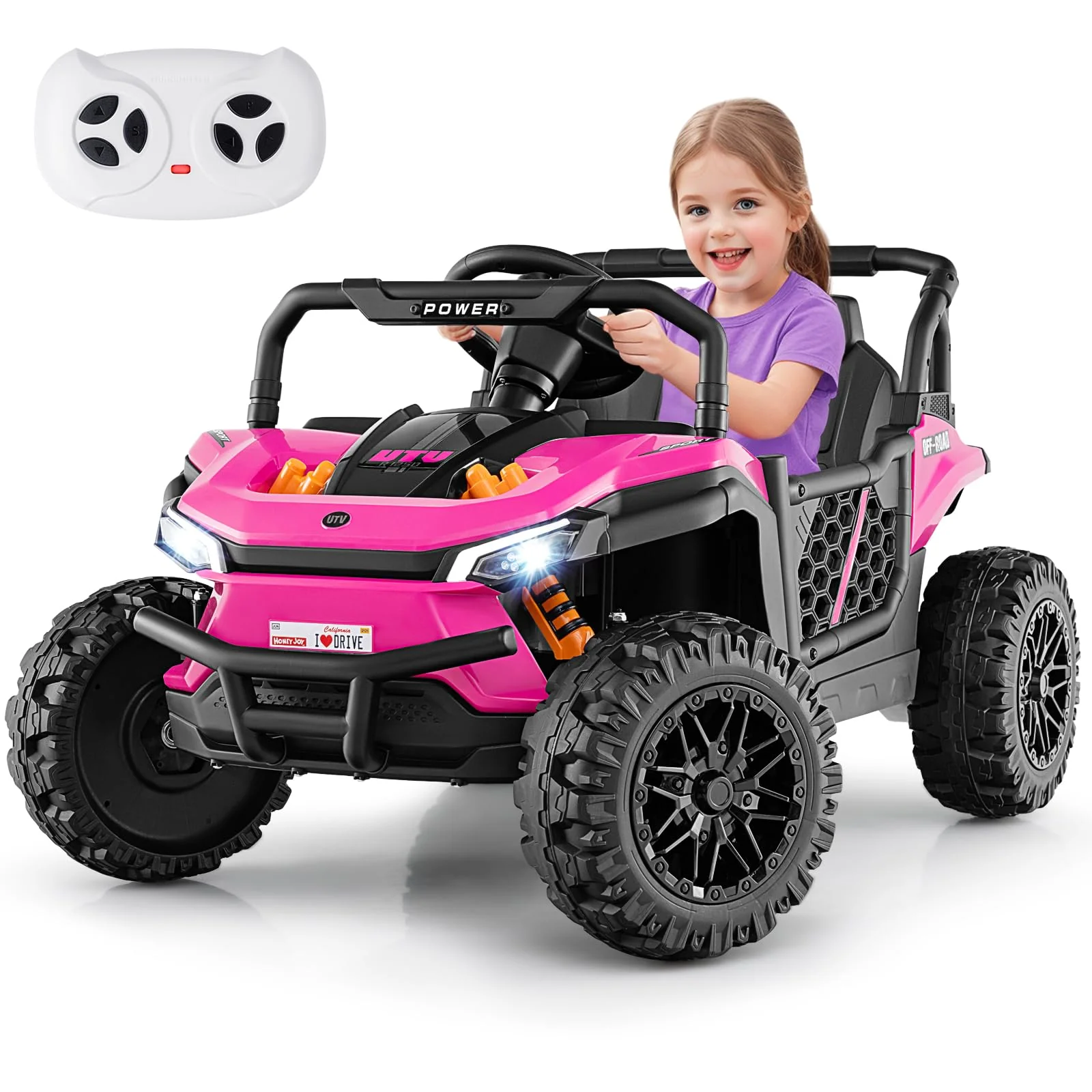 HONEY JOY 12V Kids Ride on Car, Battery Powered UTV Kids Truck w/Parental Remote - Image 9