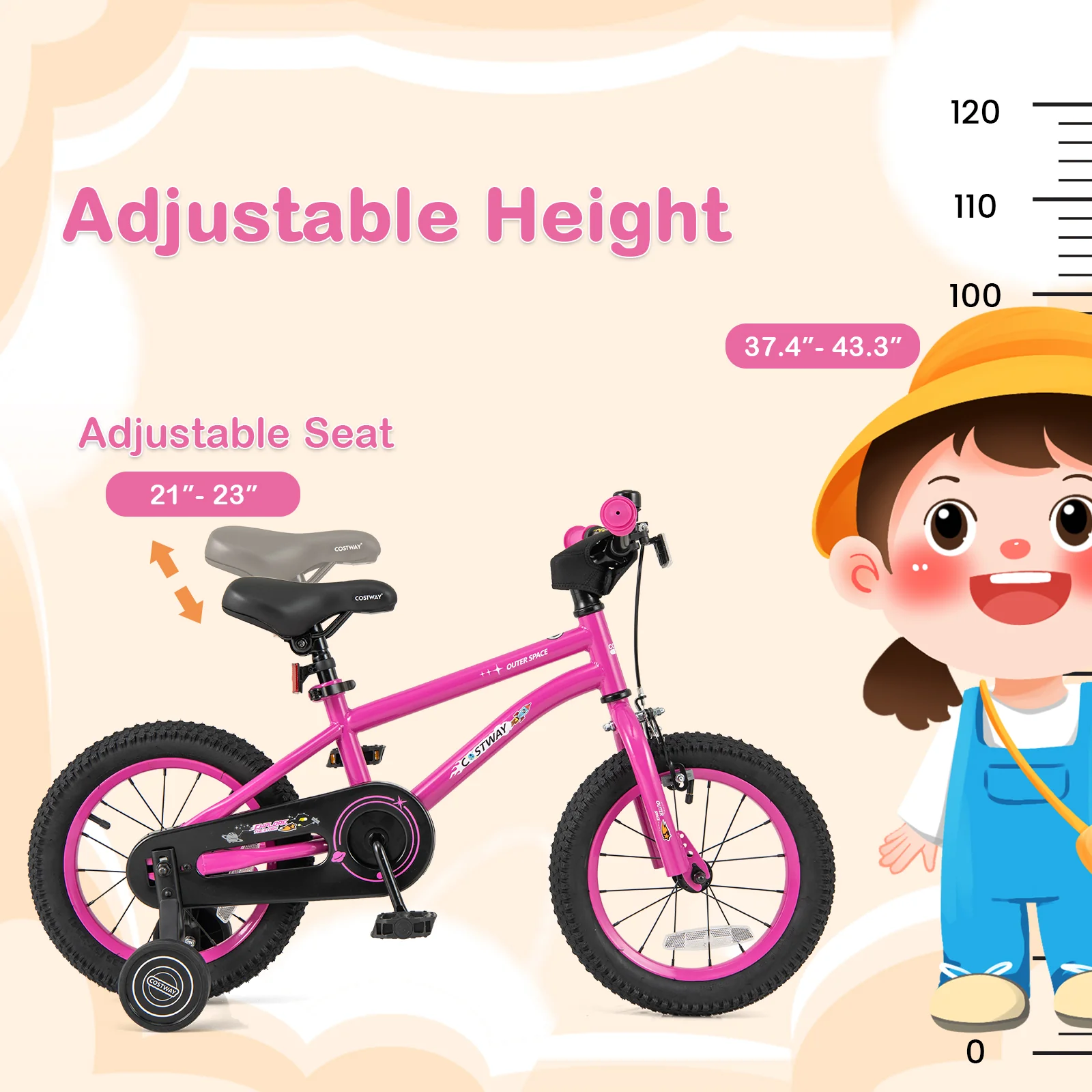 HONEY JOY 14 16 18 Inch Kid’s Bike Bicycle Removable Training Wheels for 3-8 Years - Image 13