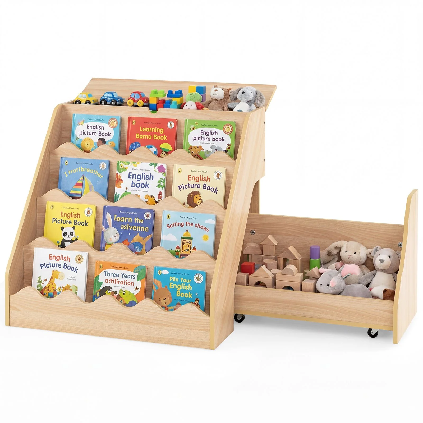 HONEY JOY 2-in-1 Kids Bookshelf & Toy Storage Organizer, Storage Rack - Image 10