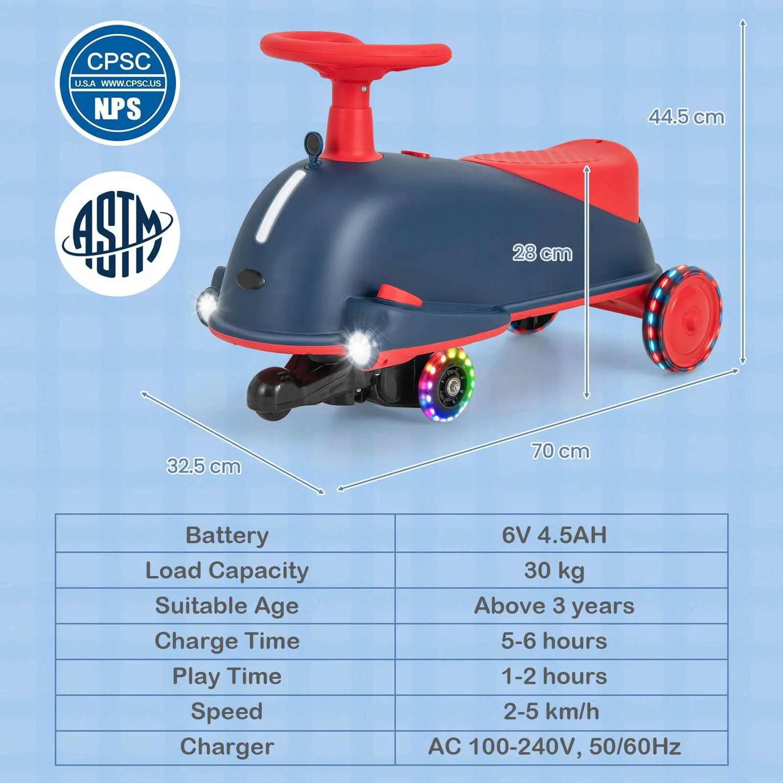 HONEY JOY 2 in 1 Kids Electric Wiggle Car, Ride On Drifting Wiggle Car for Children with Light up Wheels - Image 7