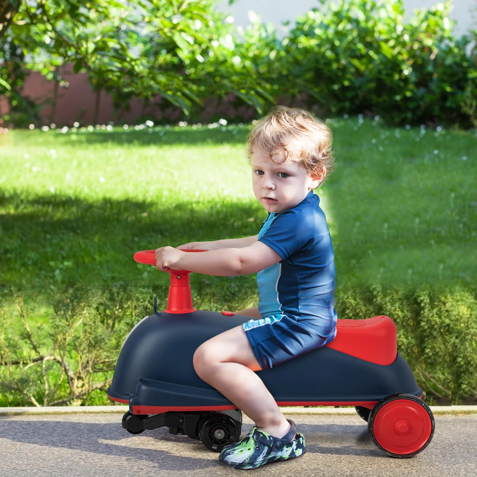 HONEY JOY 2 in 1 Kids Electric Wiggle Car, Ride On Drifting Wiggle Car for Children with Light up Wheels - Image 9