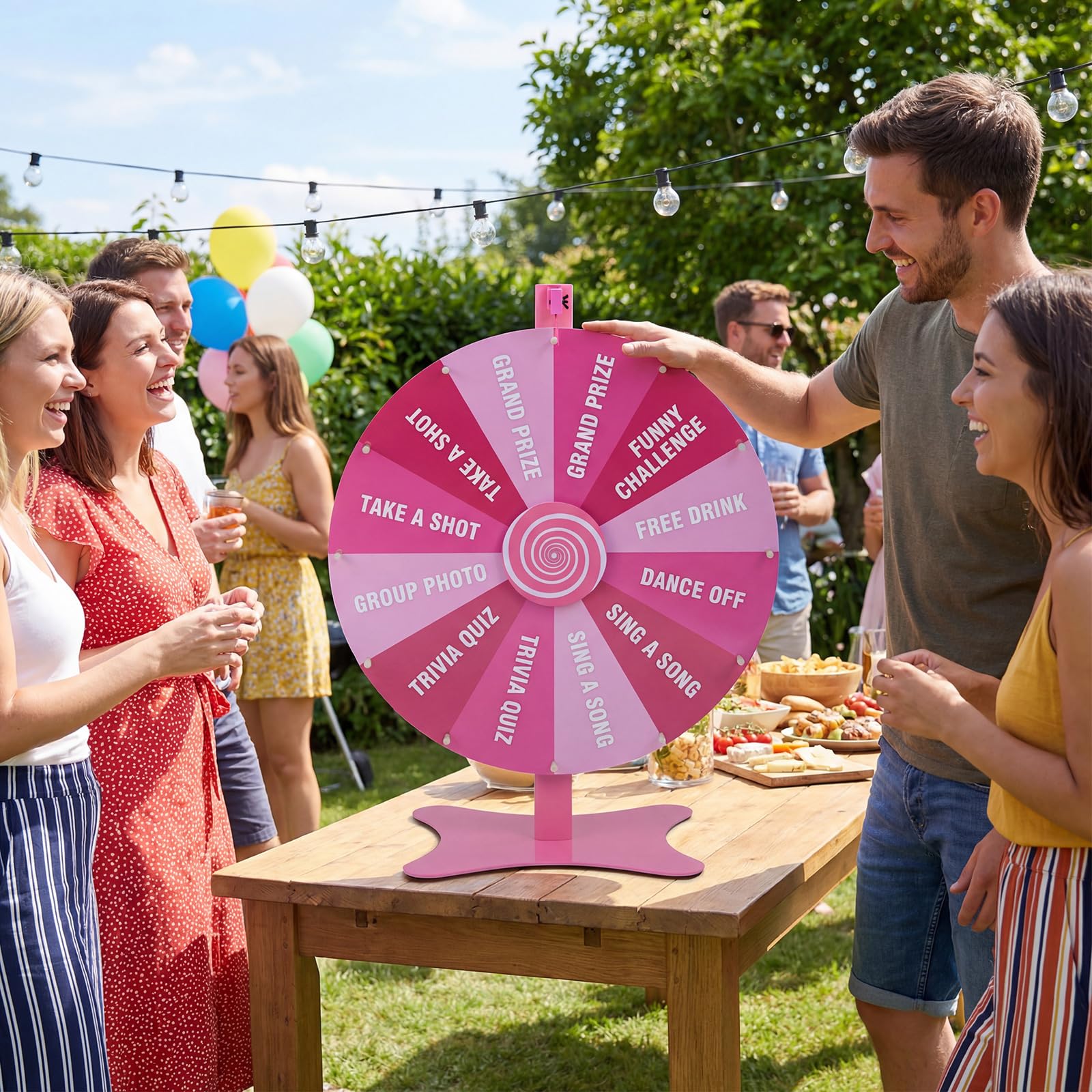 HONEY JOY 24” Height Adjustable Prize Wheel, Tabletop or Floor Standing Prize Wheel - Image 4