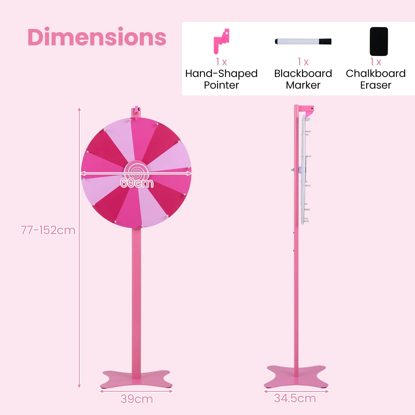 HONEY JOY 24” Height Adjustable Prize Wheel, Tabletop or Floor Standing Prize Wheel - Image 5
