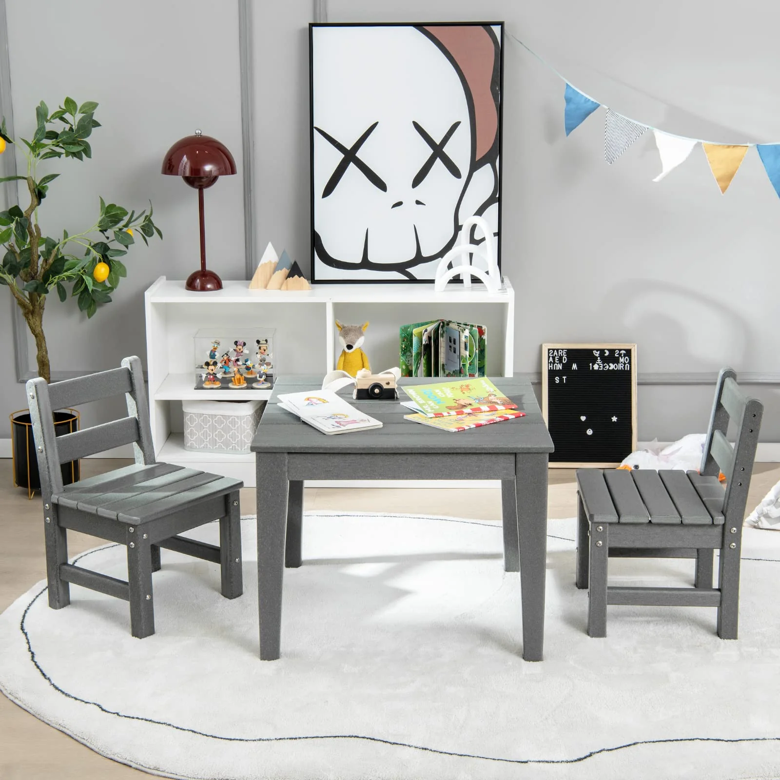 HONEY JOY 3-Piece Kids Table & Chairs Set - Image 10