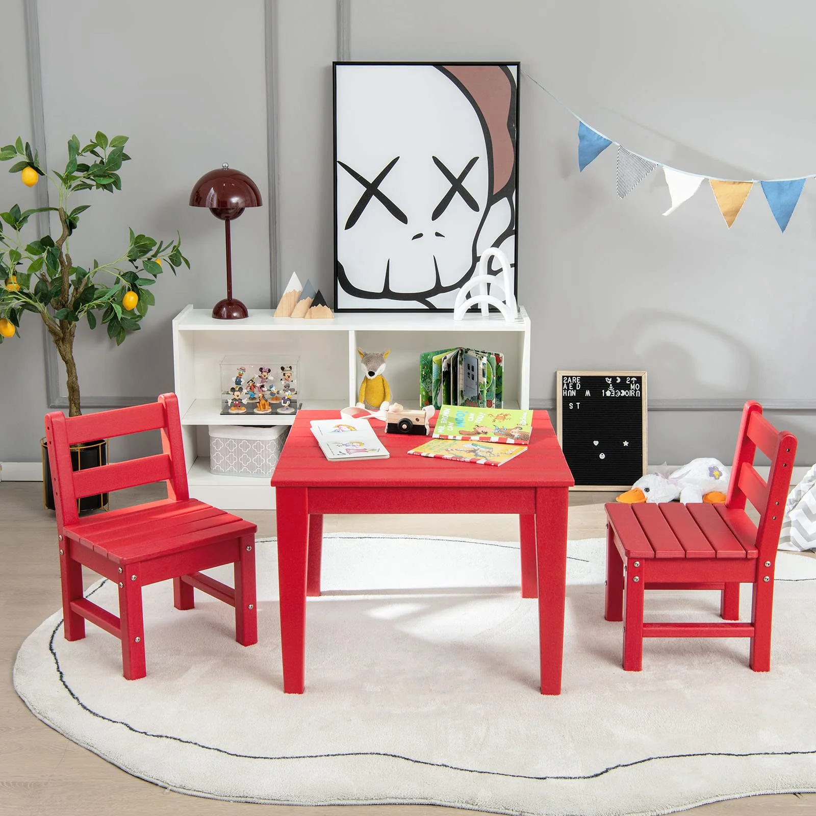 HONEY JOY 3-Piece Kids Table & Chairs Set - Image 11