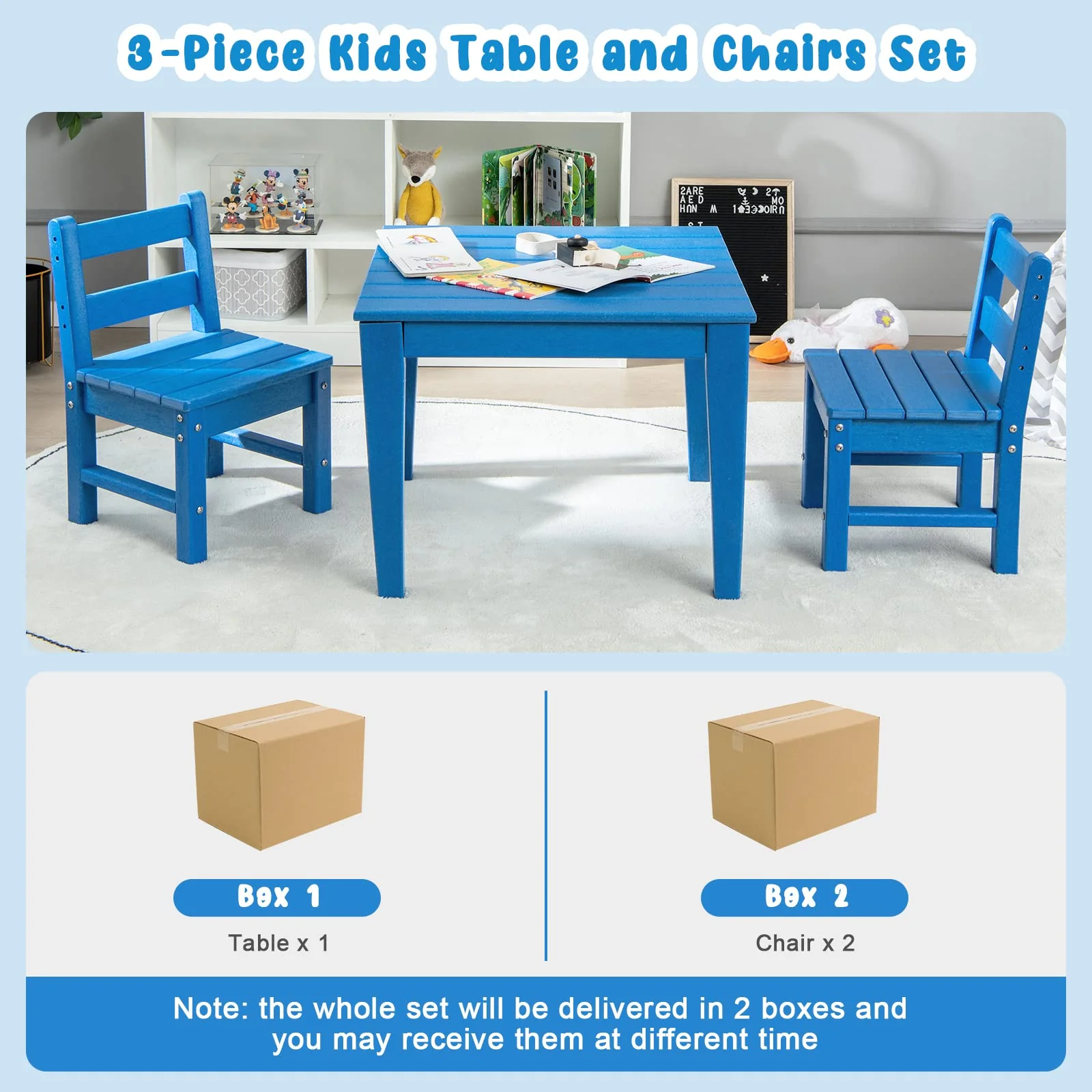 HONEY JOY 3-Piece Kids Table & Chairs Set - Image 3