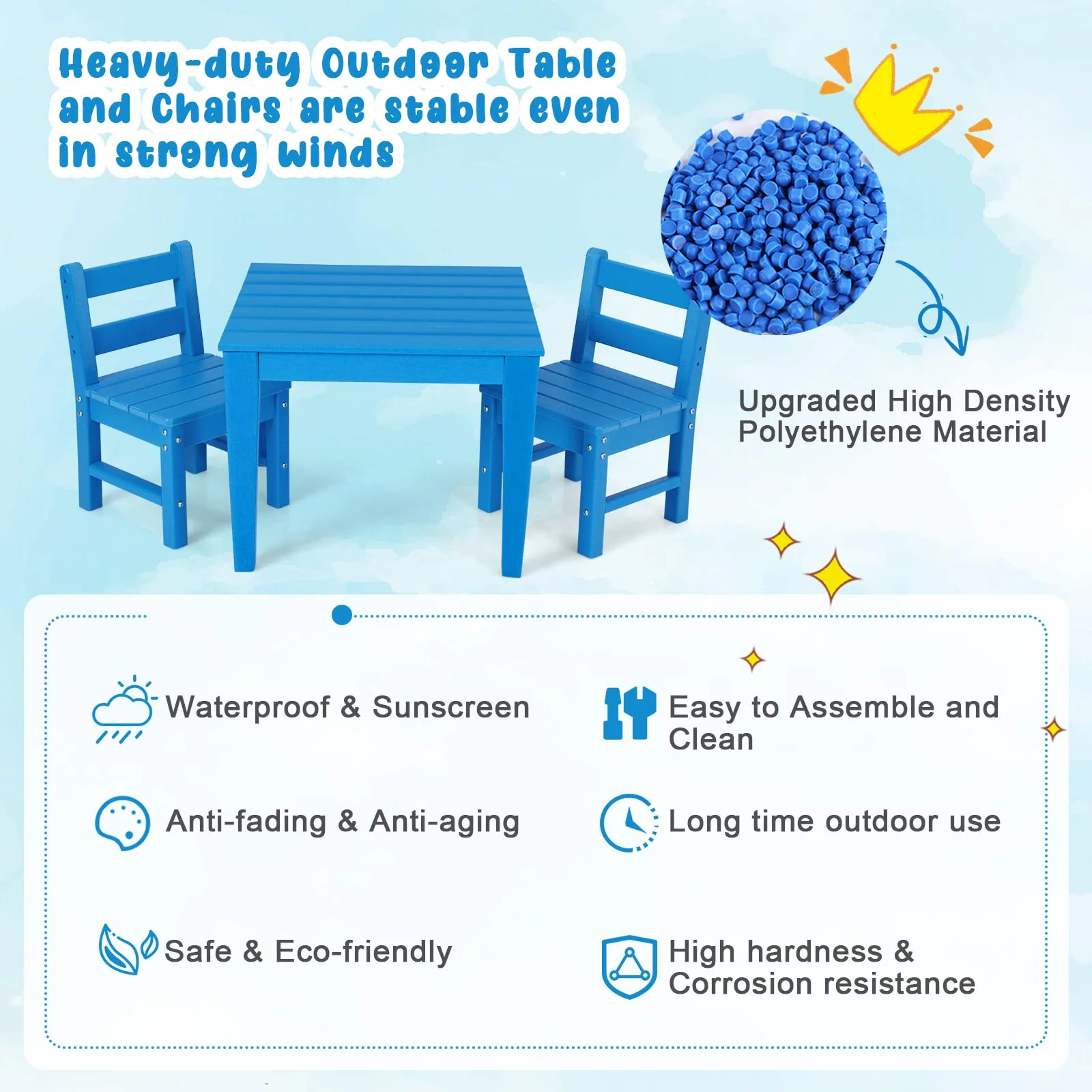HONEY JOY 3-Piece Kids Table & Chairs Set - Image 4
