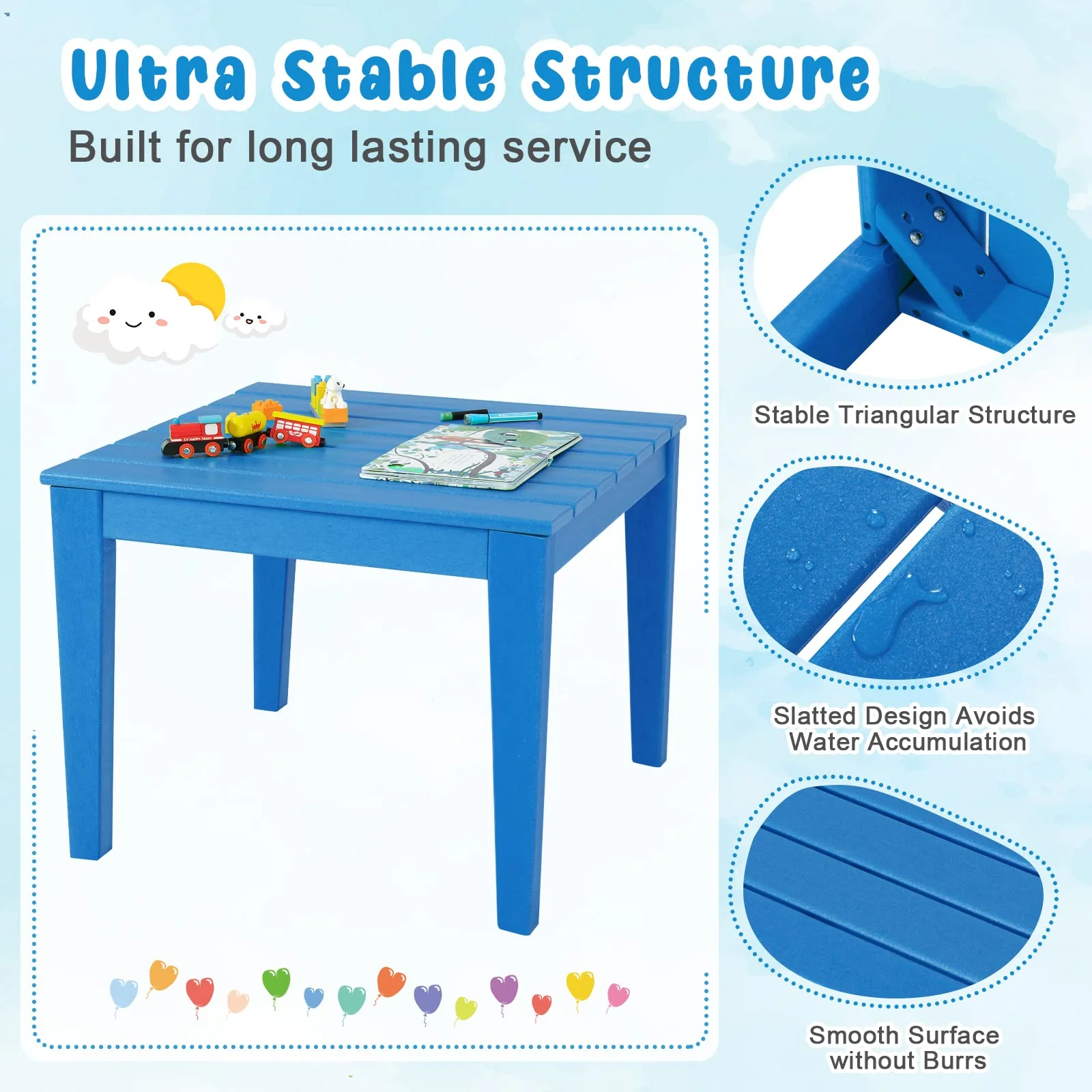 HONEY JOY 3-Piece Kids Table & Chairs Set - Image 5