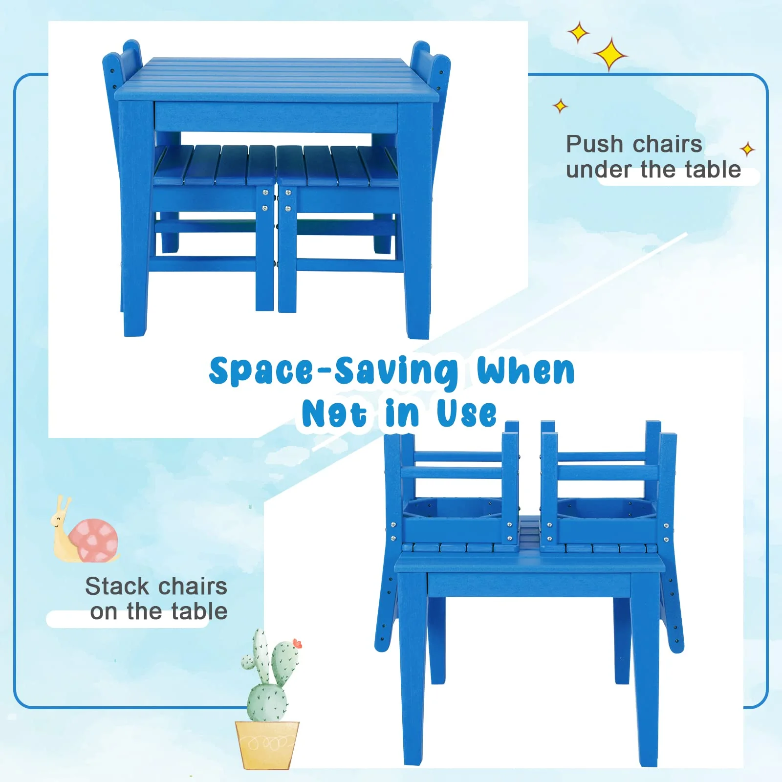 HONEY JOY 3-Piece Kids Table & Chairs Set - Image 6