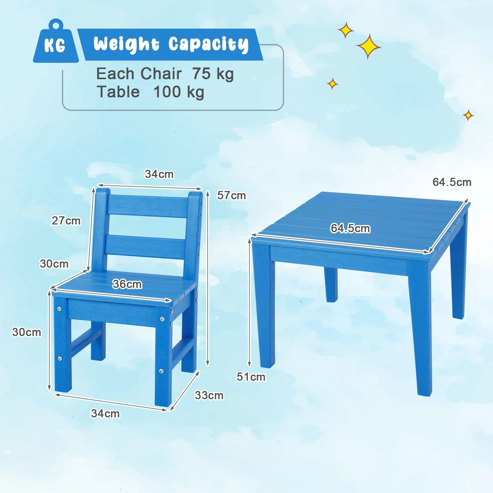 HONEY JOY 3-Piece Kids Table & Chairs Set - Image 8
