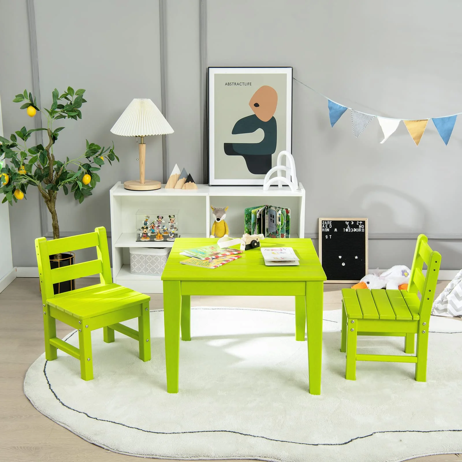 HONEY JOY 3-Piece Kids Table & Chairs Set - Image 9